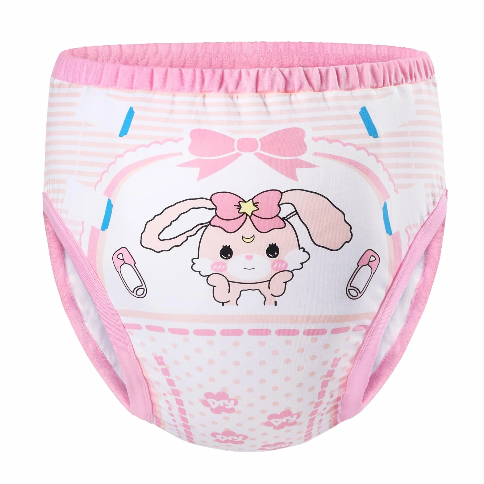 LittleForBig Mutandine Addestramento Adulti Cotone Morbido - Comode Lavabili Riutilizzabili Baby Usagi Rosa S