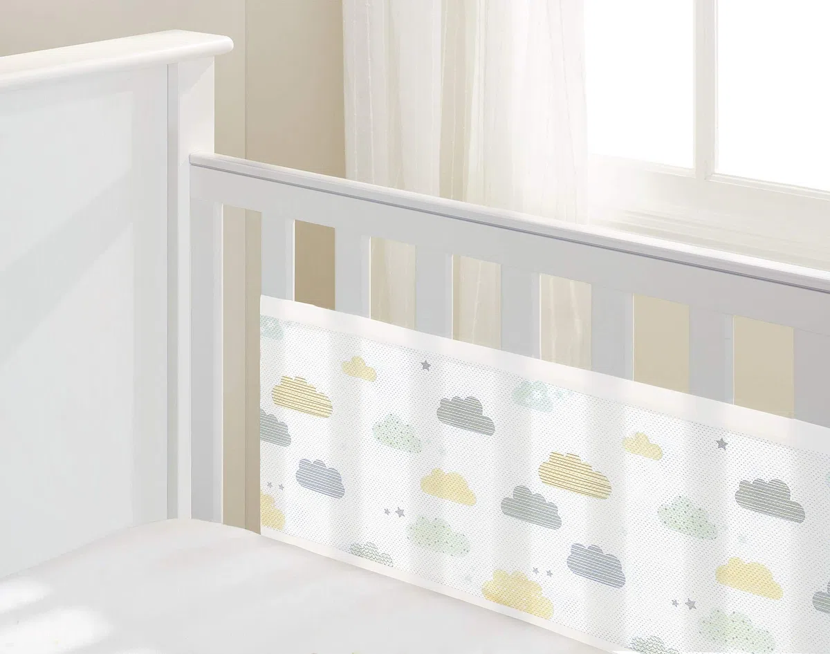 BreathableBaby Fodera in rete traspirante per lettini - Copre 2 lati - Classico - 3 mm - On Cloud Nine - 2 pannelli - Strato singolo non imbottito - Più sicuro di un paracolpi per culla - Testato per
