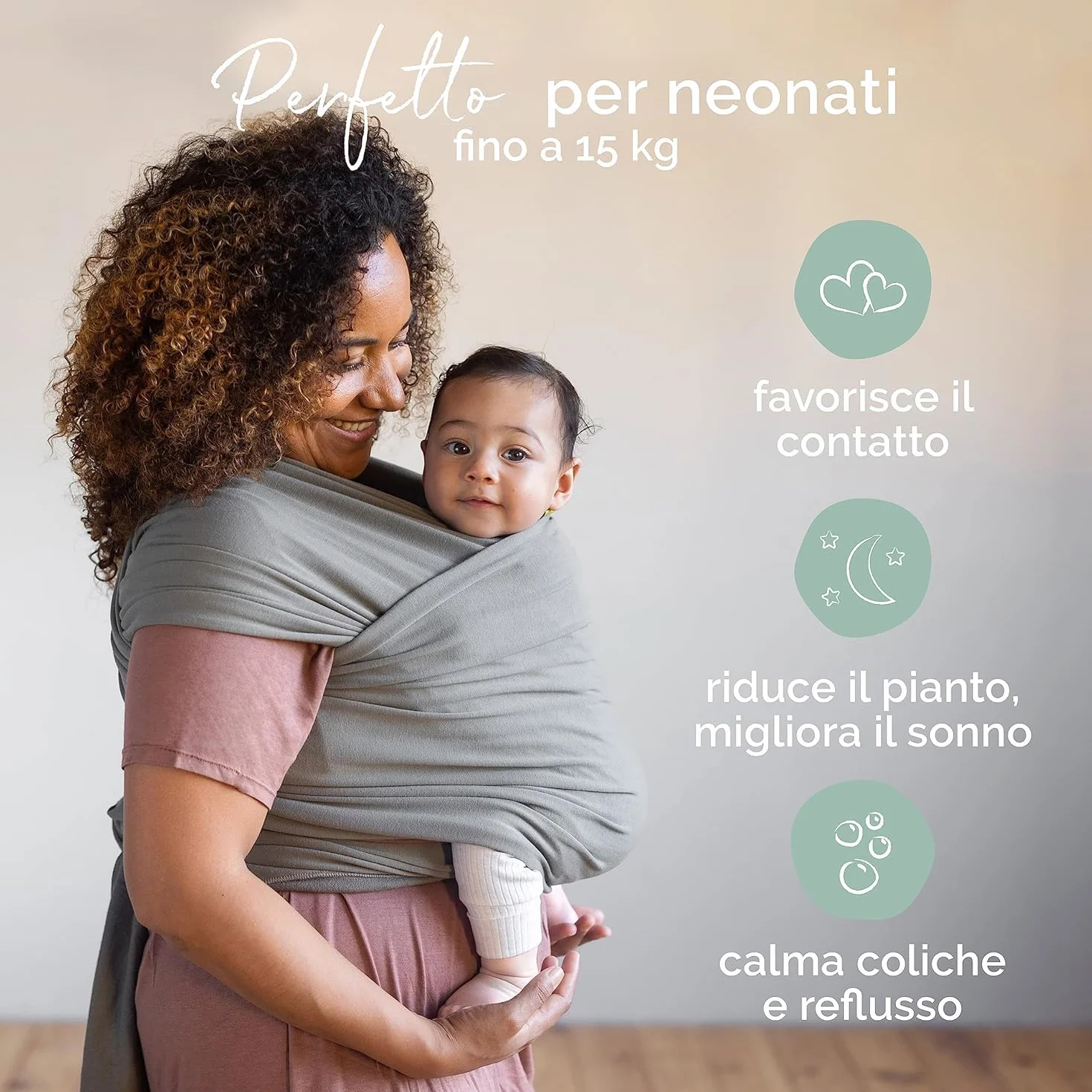 Boba Wrap - Fascia Elastica Porta Bebè Neonato, Portabimbo Facile da Indossare (Grey)