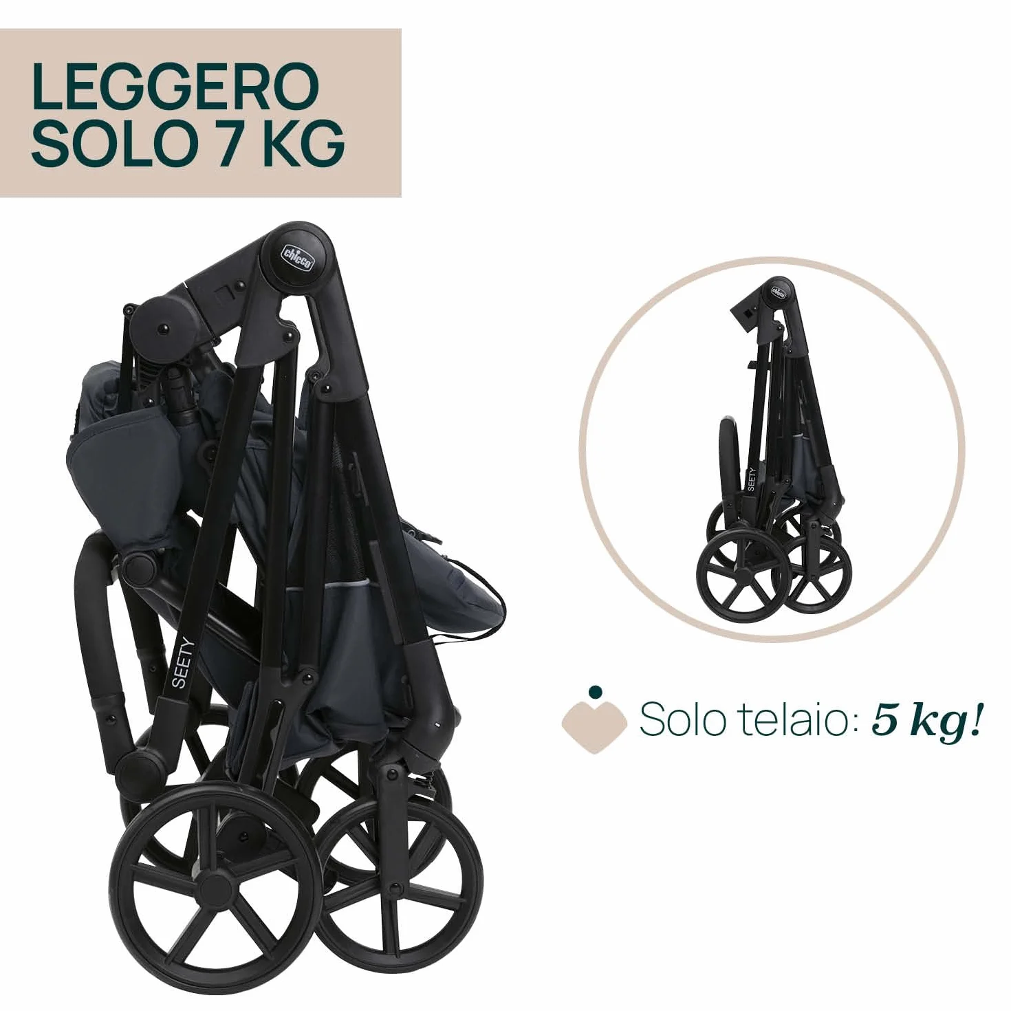 Chicco Passeggino Seety Leggero Compatto 0-4 Anni 22kg Pieghevole Reclinabile