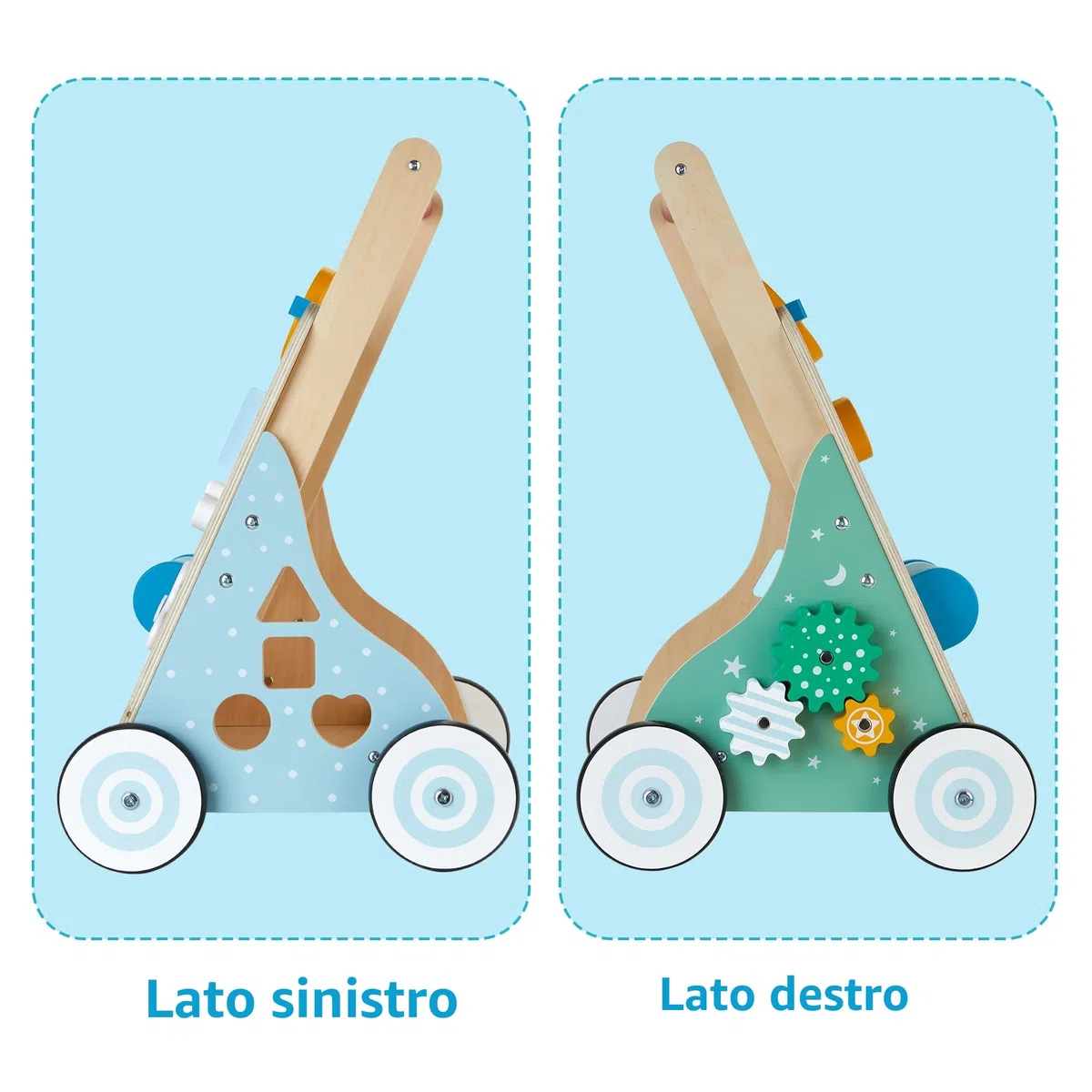 Girello in legno, 10 in 1 Baby Activity Center Push Walker regolabile, giocattolo per bambino, ragazzi (BW001)