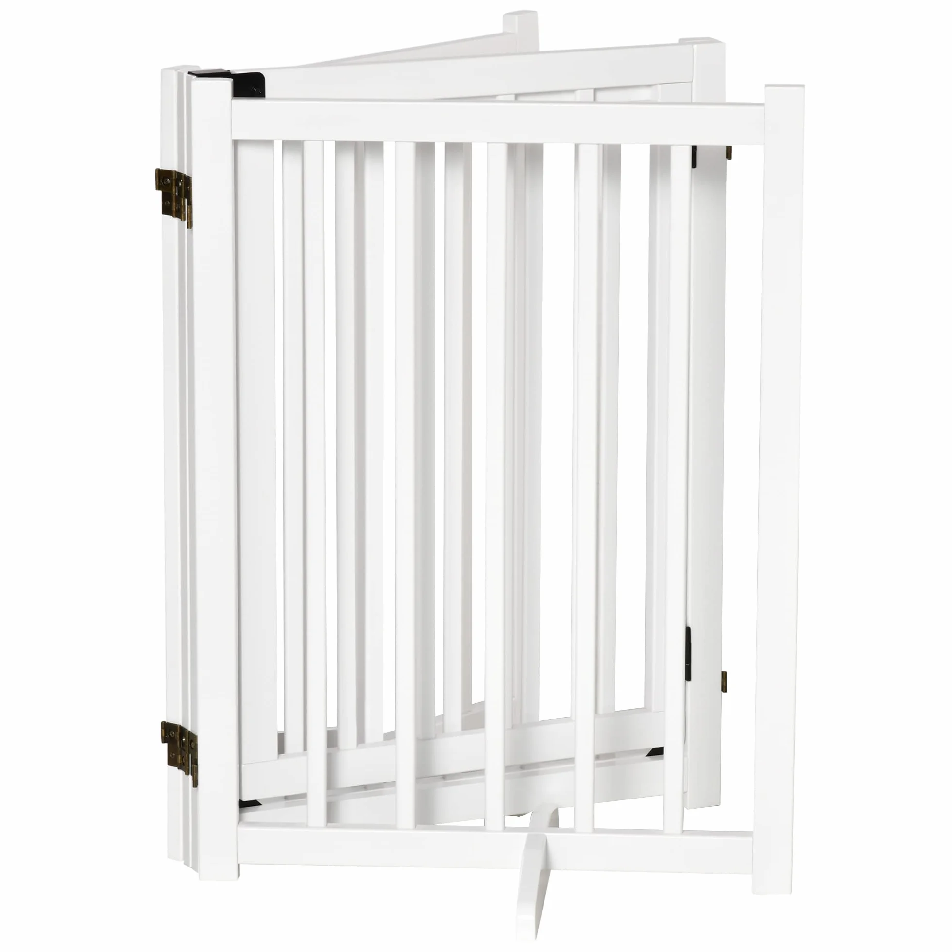 PawHut Cancellino Pieghevole per Cani Taglia Piccola/Media 4 Pannelli Legno 237.5x36x80 cm Bianco