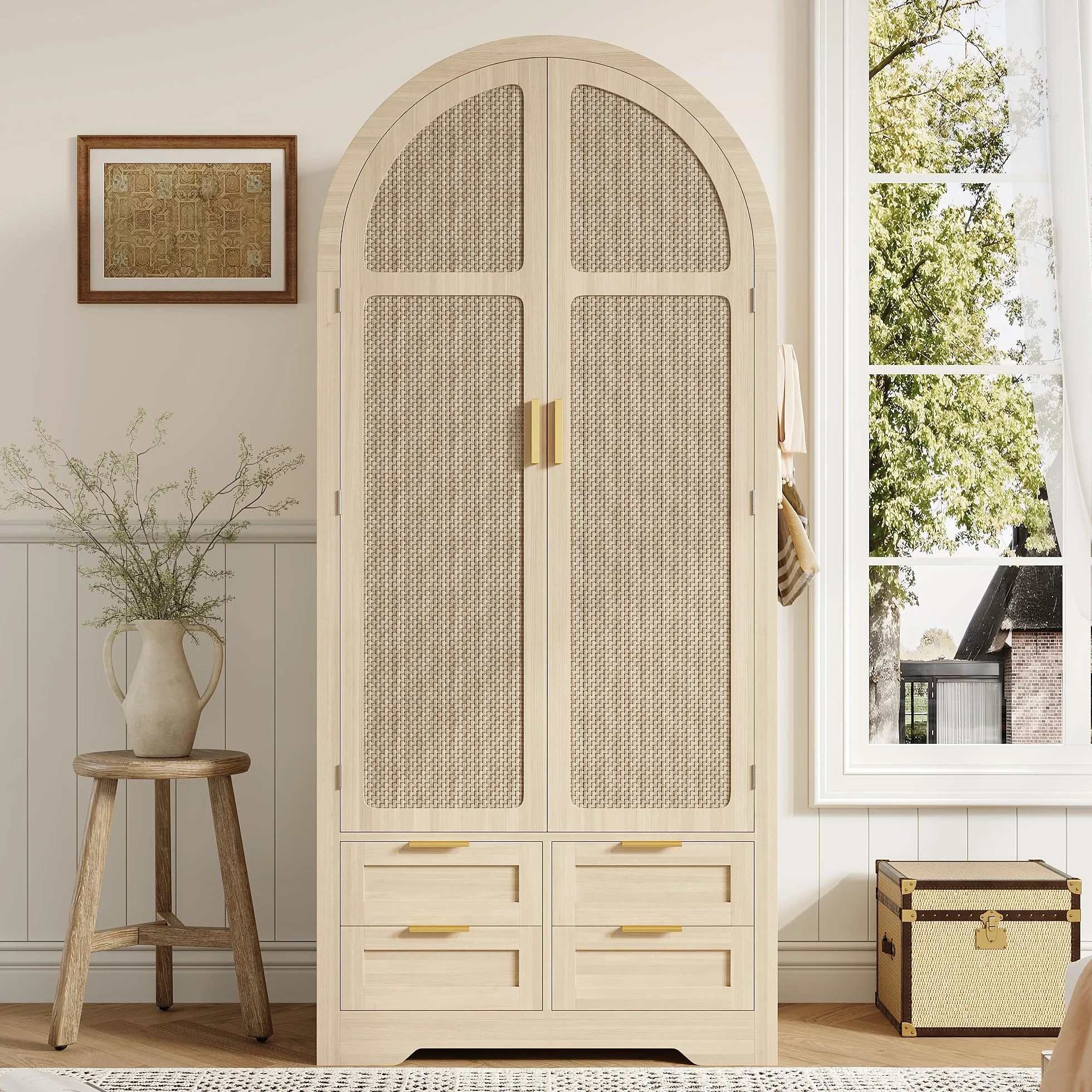 Armadio moderno 2 ante 80x50x179 cm con barra appendiabiti e cassetti