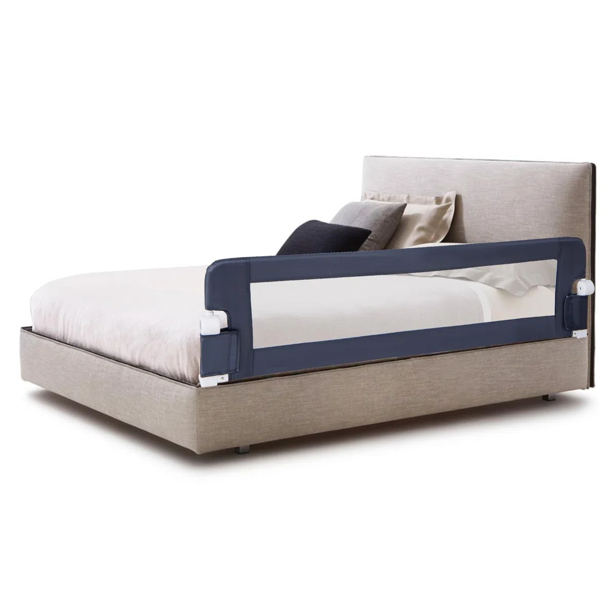 RELAX4LIFE Sponda Letto per Bambini 105/120/150cm, Barriera di Sicurezza, Traspirante e Pieghevole, Sbarra Letto per Letti Singoli e Matrimoniali (152x34x42cm, Grigio)