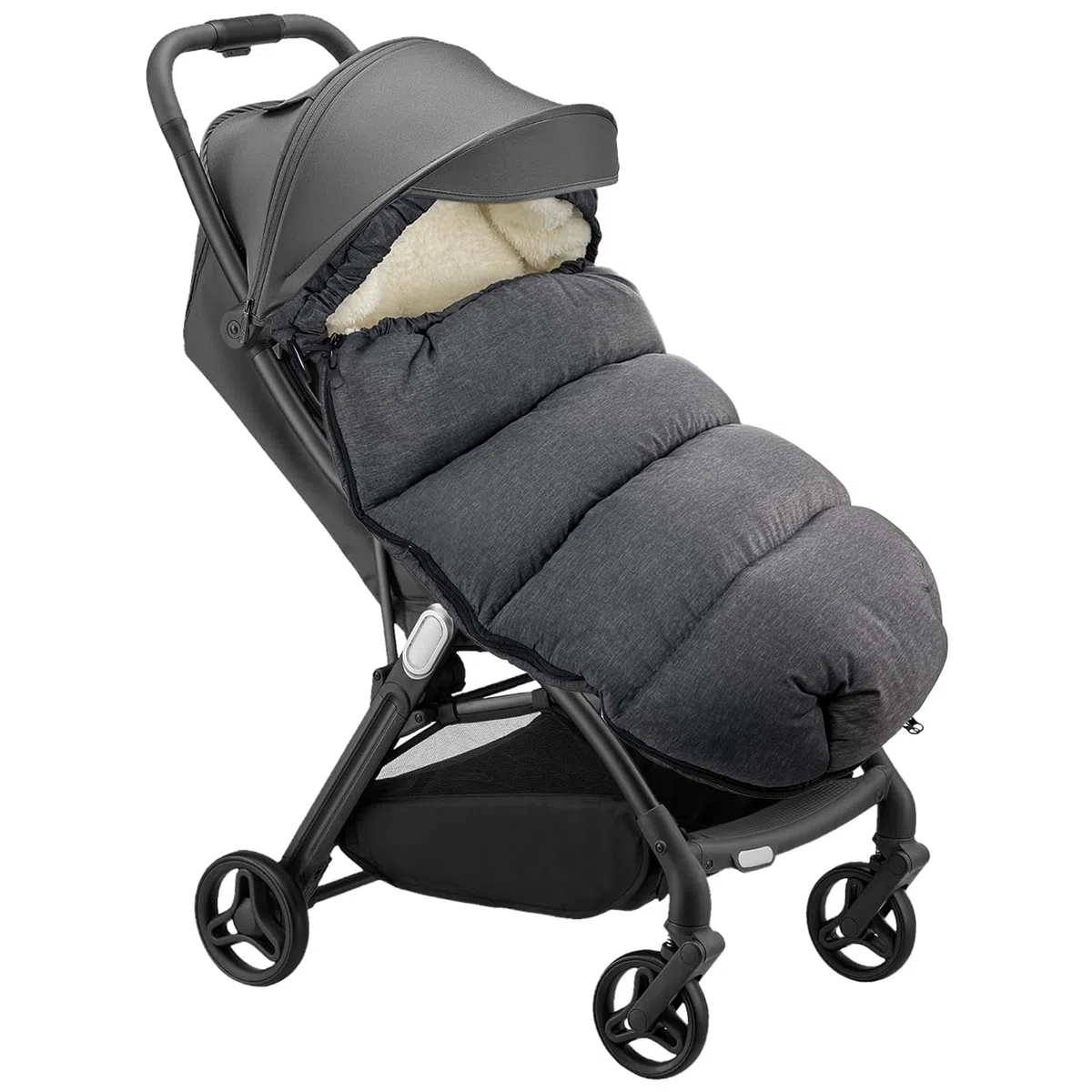 Sacco Passeggino Invernale, Coprigambe Passeggino Universale Grande, Sacco Nanna Passeggino Universale, Sacco Termico Passeggino Universale, Sacco a pelo Passeggino Grande (Grigio Scuro)
