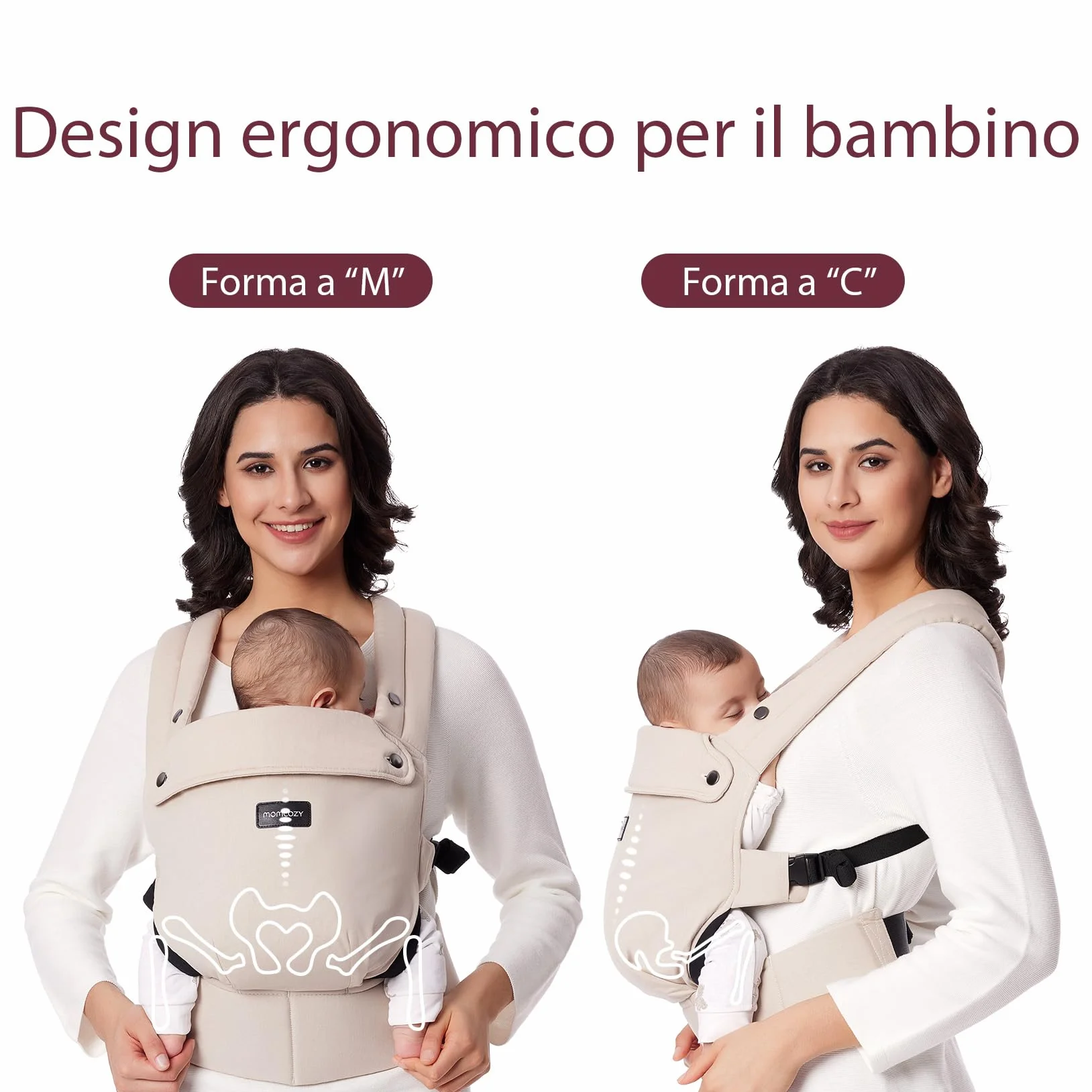 Momcozy Marsupio Neonato Ergonomico 3,2–20 kg (3-24 mesi) Cachi