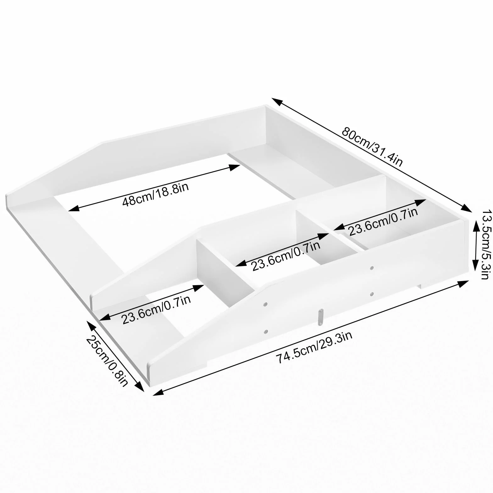 WOLTU Fasciatoio per Cassettiera in MDF 80x74,5x13,5 cm Salvaspazio Altezza Regolabile Bianco