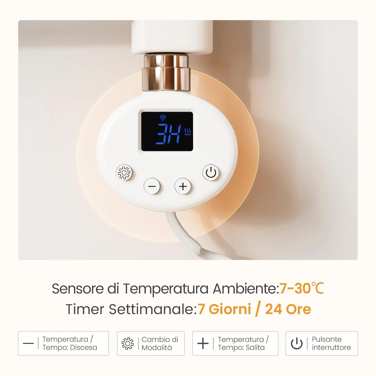 Scaldasalviette Elettrico 120x50 cm 500W con WIFI Termostato Bianco EMKE
