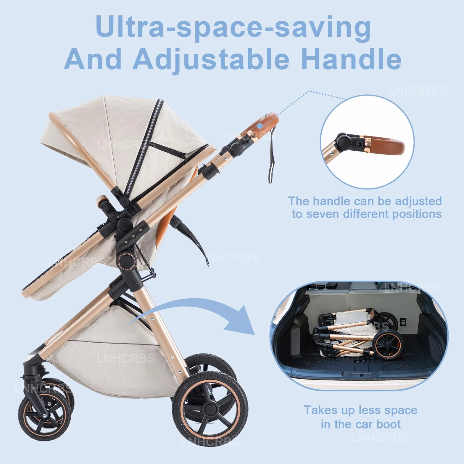 Passeggino 3 in 1 Trio Sistema di Viaggio Reversibile con Seggiolino Auto Maniglia Regolabile Ruote Anteriori Bloccabili per Neonati 0-3 Anni