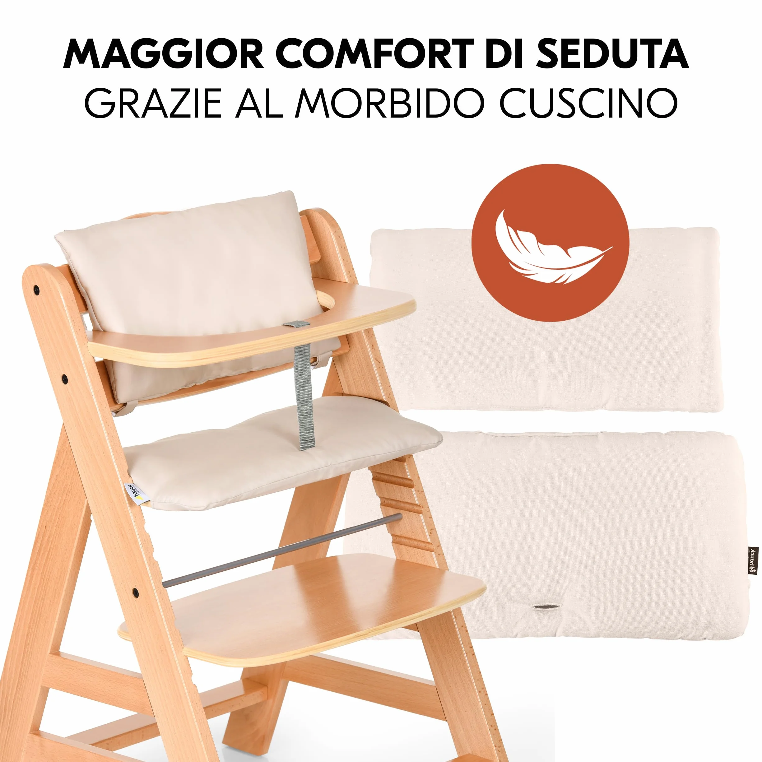 Hauck Alpha Plus Newborn Set Deluxe Seggiolone Evolutivo Legno Naturale con Sdraietta Dondolo e Cuscino