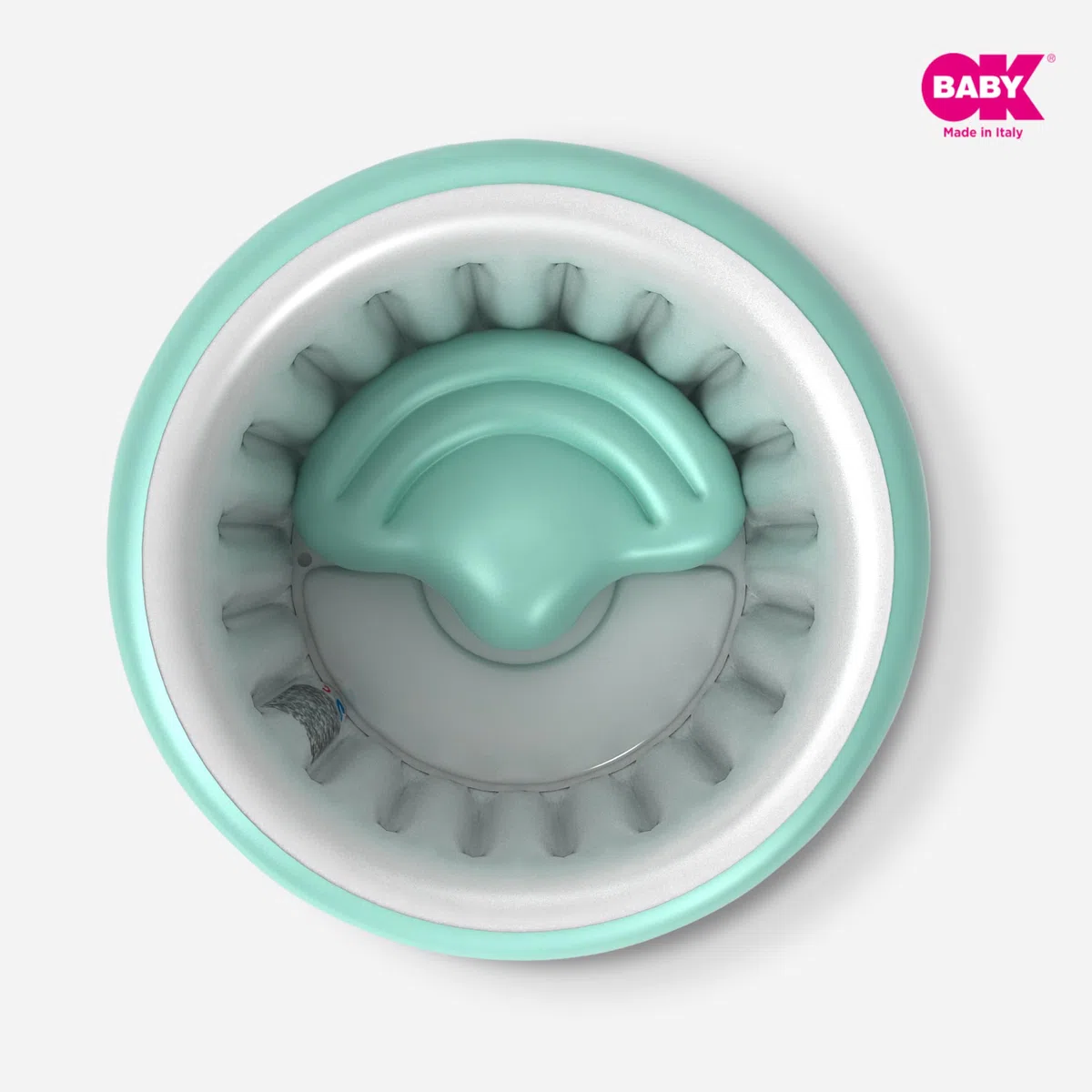 OKBABY Vaschetta Gonfiabile Oplà Soft per Bagnetto Bambino - da 8 a 36 Mesi - Azzurro