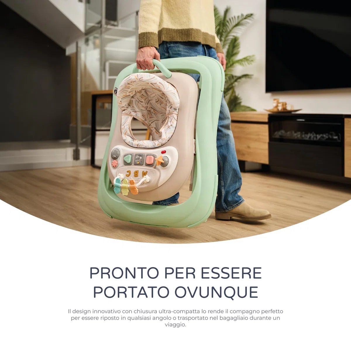 MS BabyWorld – Girello BASIC PLUS – Girello per Bambini con Vassoio Interattivo di Giochi con Suoni | Base Antiribaltamento | Tacatà con Ruote in Silicone e 3 Posizioni di Altezza