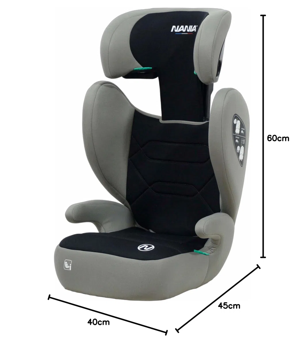 NANIA Belem, Seggiolino auto, 2 in 1, i-Size, 100-150 cm, da 3,5 a 12 anni, da 15 a 36 kg, cintura di sicurezza a 3 punti, Protezioni laterali, Poggiatesta Regolabile 9 Posizioni-non reclinabile