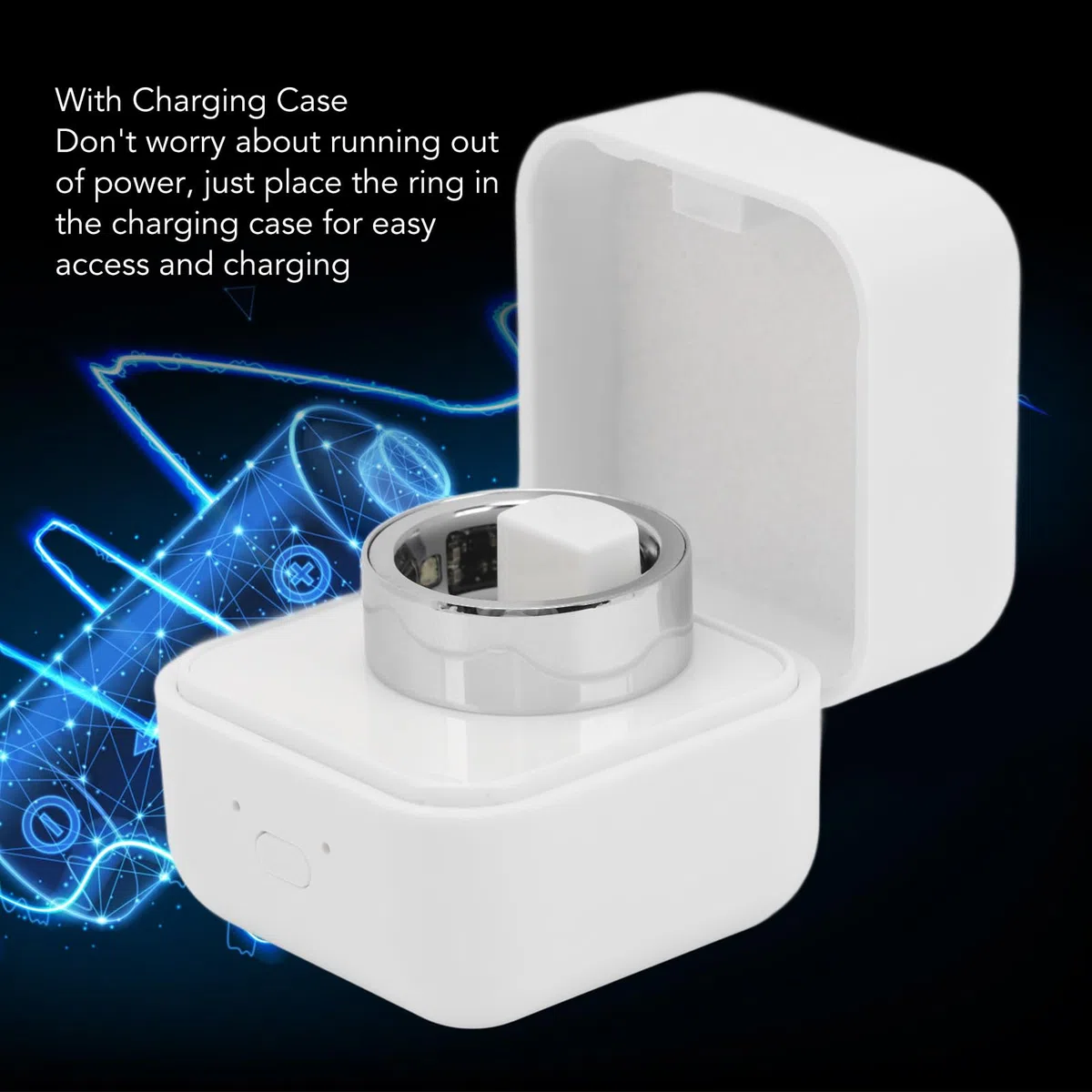 Bewinner Smart Ring Upgrade, monitor intelligente del sonno IPX8, anello sportivo multifunzionale per la salute, elegante e pratico con custodia di ricarica per uso quotidiano, argento 19