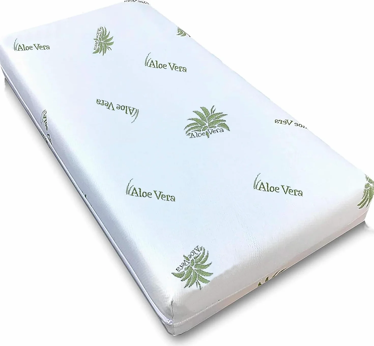Materasso per Lettino in Aloe Vera 120 x 60 x 10 cm OEKO-TEX CERTIPUR Lavabile Sfoderabile