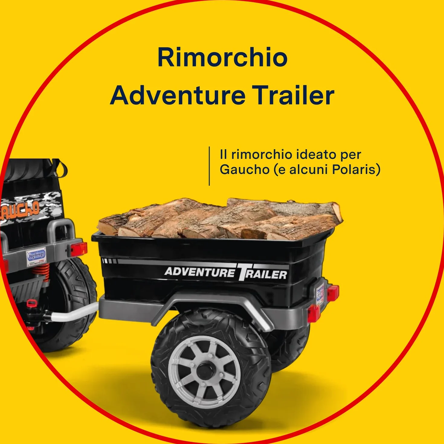 PEG Adventure Trailer Rimorchio Fuoristrada Elettrici Gaucho Polaris 30 kg Ruote Tassellate 2+ Anni
