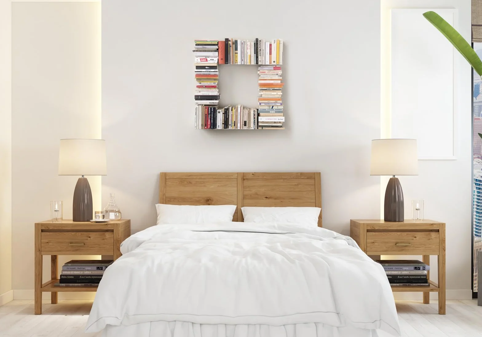 TEEbooks Libreria di Design CARRÉE Bianca | Libreria da Parete Moderna Design Minimalista Made in Italy