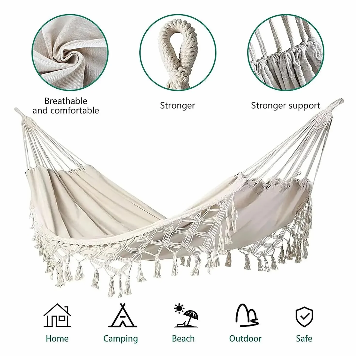 Amaca Portatile in Cotone con Nappe e Borsa 200x150 Lavabile