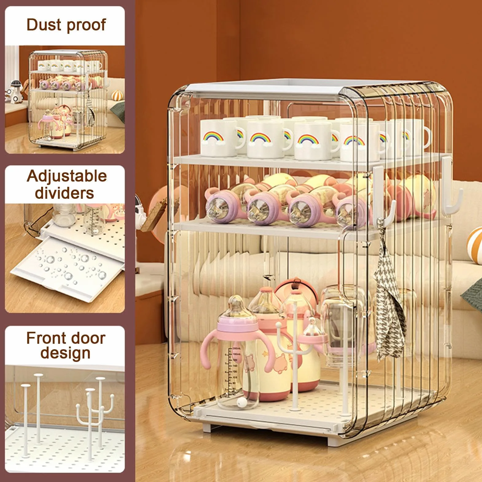 Generico Organizzatore per Biberon | Organizzatore Posate Bambini,Portabiberon con Copertura per Camera del Bambino Cucina Frigo Bagno