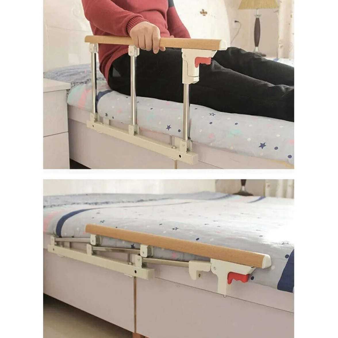 HEYOUTH Sponde Letto Anziani Anticaduta Universali,Portatile Sponde del letto Maniglia di Sicurezza,Sponda Telescopica Ribaltabile a Regolabile,Paracolpi Guardrail,perAnziani o Disabili