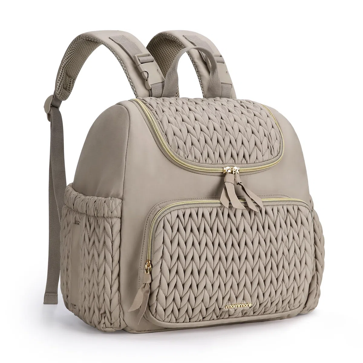 mommore Borsa fasciatoio, piccolo zaino fasciatoio, elegante zaino da viaggio per bambini, con scomparti isolati, fasciatoio e fissaggio per passeggino