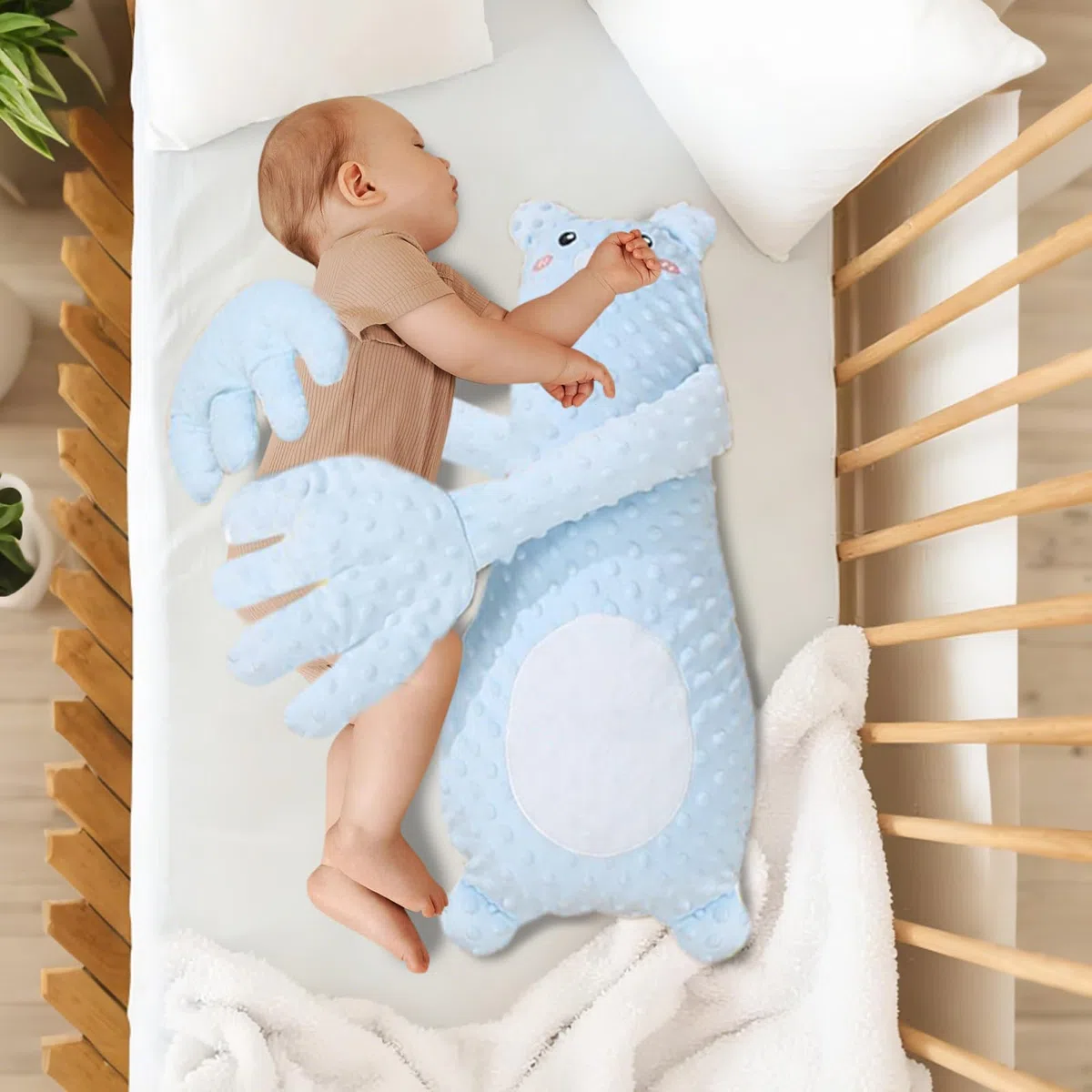 Cuscino lenitivo per bambini con telecomando, morbido aiuto per il sonno delle mani, cuscino ergonomico per pisolini, allattamento e allenamento del sonno, ciuccio calmante per culla, viaggi e uso