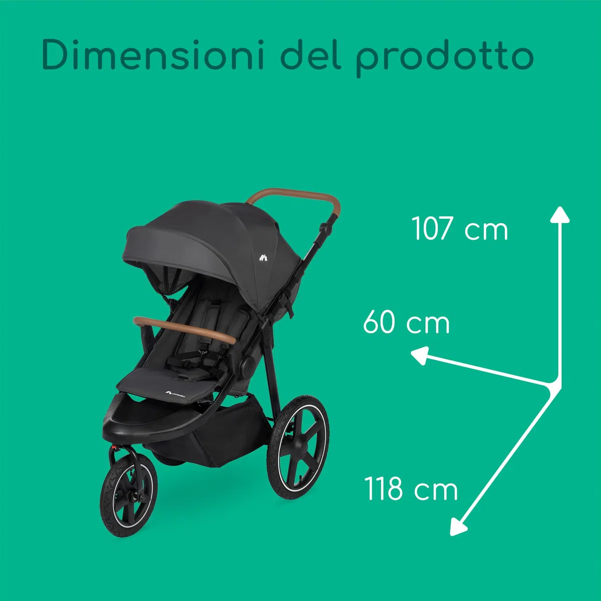Bebeconfort Cloudy Passeggino Ruote Grandi, 0-4 anni (max.22kg), Reclinabile e Pieghevole, Chiusura Rapida, Corsa 3 Ruote Fuori Strada, Maniglione Regolabile, Mineral Graphite