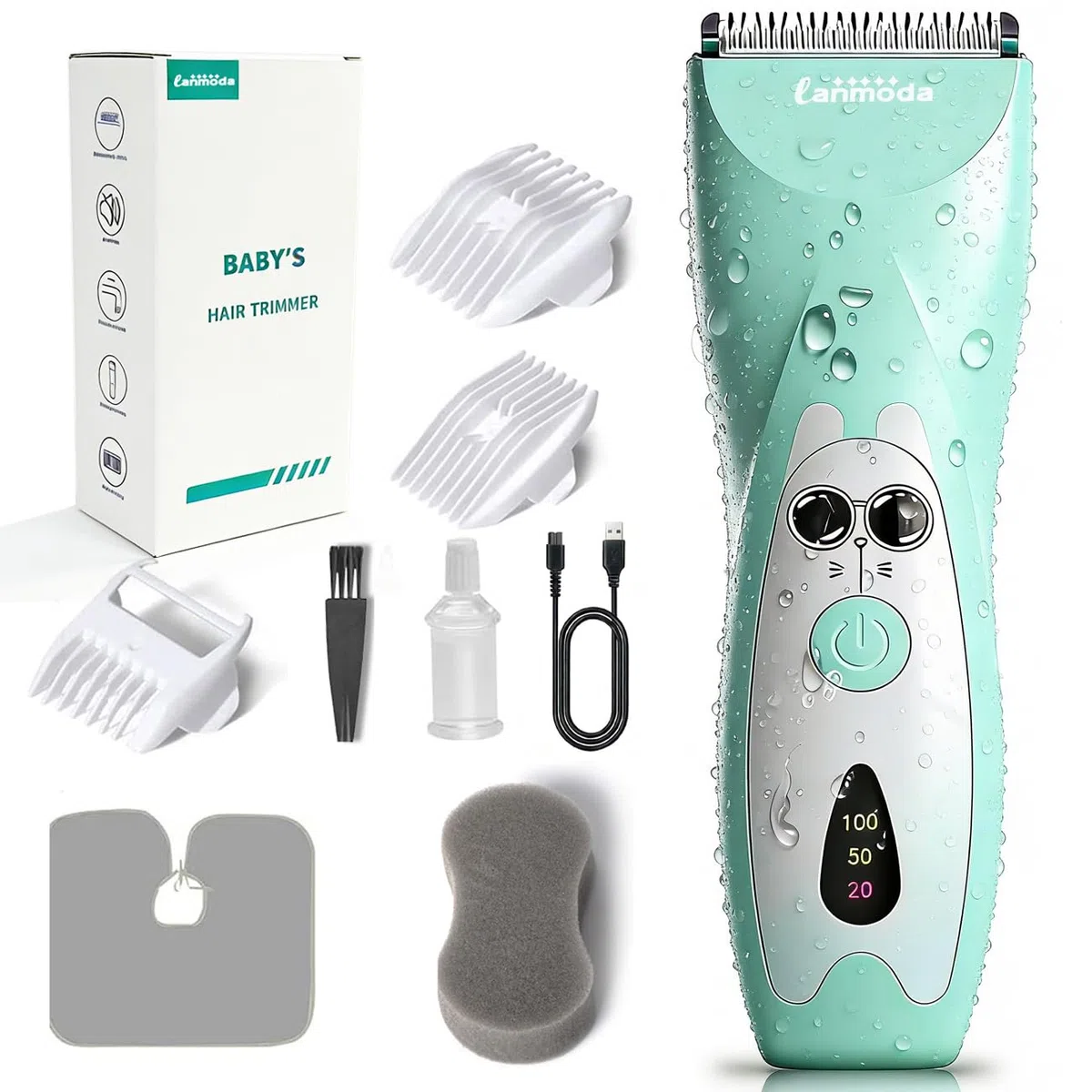 Tagliacapelli per bambini, tagliacapelli ultra silenzioso per bambini, bambini con autismo, lama in ceramica senza fili impermeabile, kit per taglio di capelli ricaricabile per bambini e donne