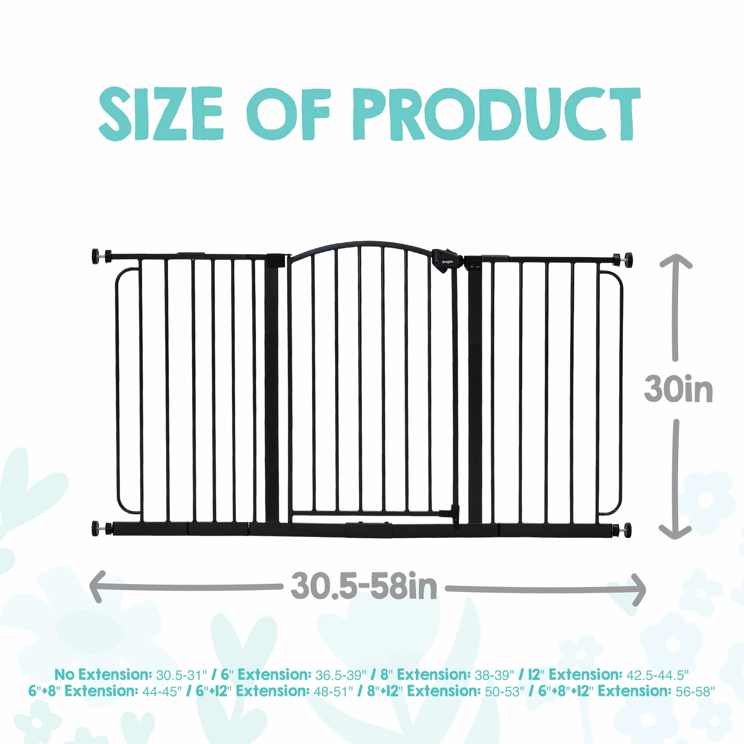 Regalo Safety Super Wide Arched Baby Gate for Hallways, Doorways & Stairs, Fits Openings 75-150cm, Pressure Mounted, Bronze