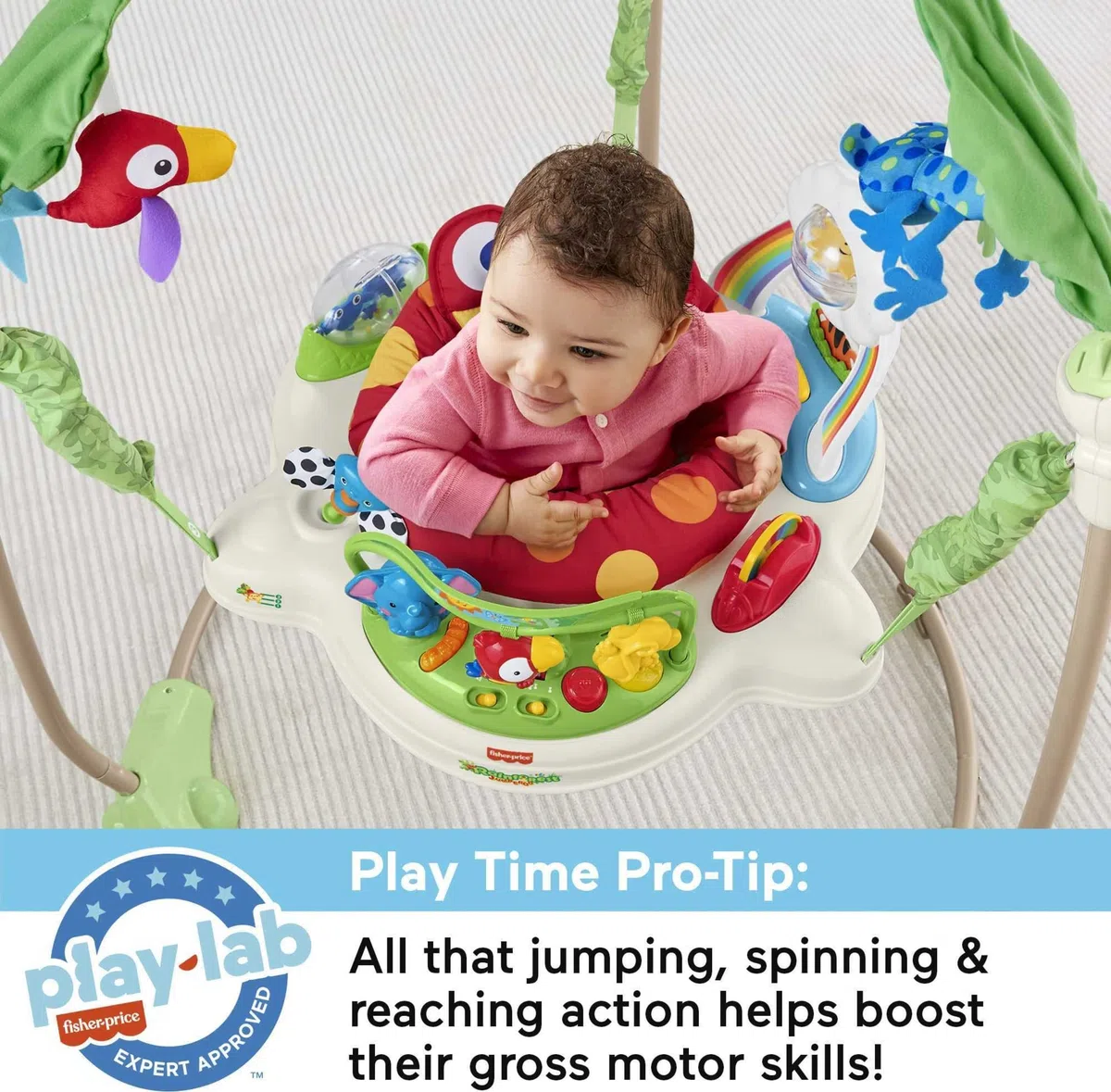 Fisher-Price Centro Attività Saltella e Gioca Amici della Foresta, il Ranocchio, Centro Attività per Neonati con Musica e Luci, K7198