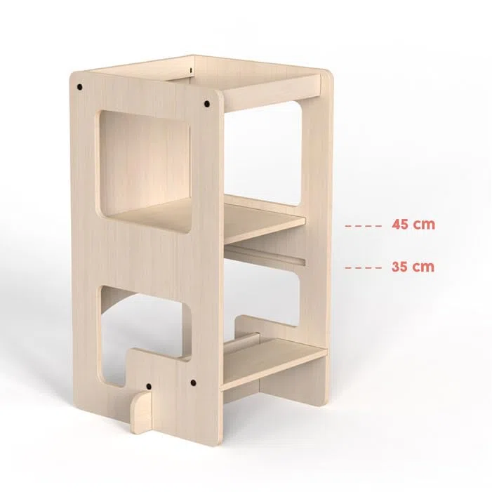 Mamatoyz Montessori Tower, Torre Trasformabile in Tavolo con Lavagna per Bambini, Inclusi 1 Torre e 1 Lavagna - Grigio, Unisex, 40 cm