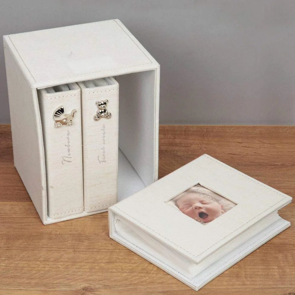 Set di 3 album fotografici in lino per bambini