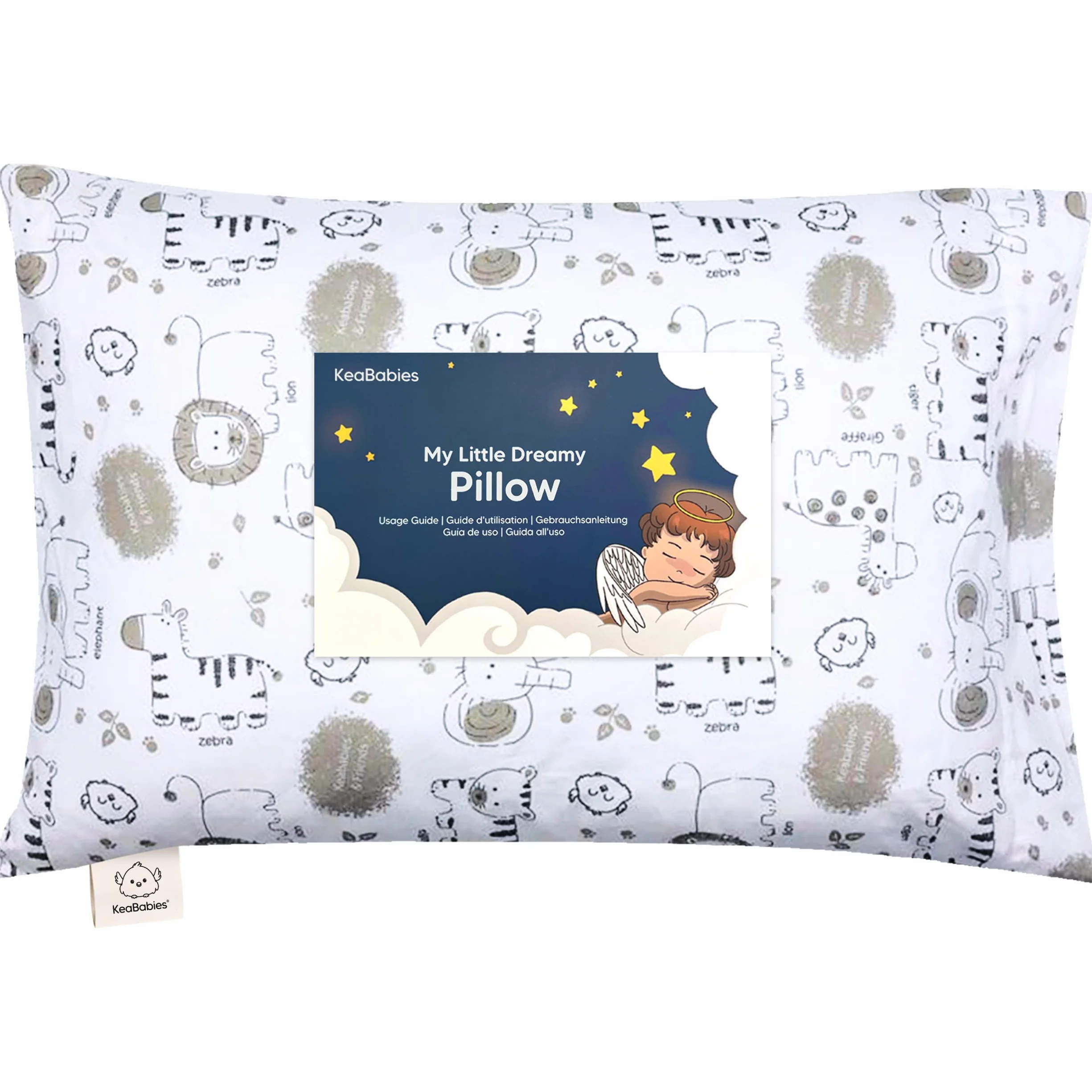 KeaSafari - Cuscino per bambini con federa, morbido cotone biologico, per dormire, lavabile, per bambini