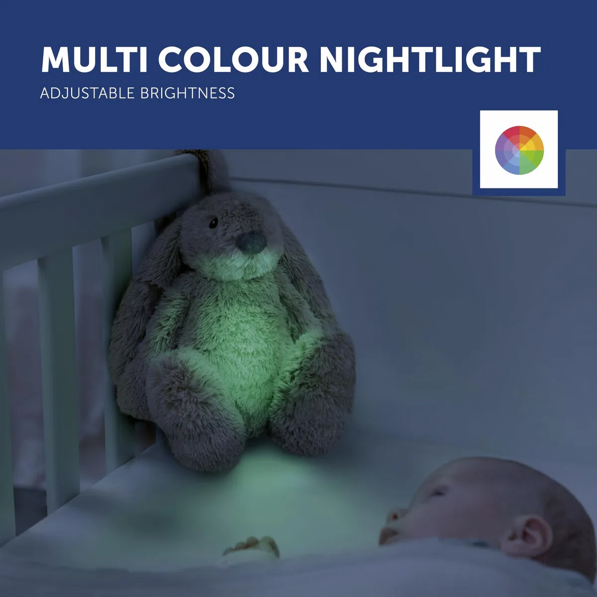 ZAZU - Ro del coniglietto Baby Sonno con batteria ricaricabile – Luce notturna in diversi colori e suoni rilassanti, sensore vino, spegnimento automatico e cavo di ricarica USB-C (beige)