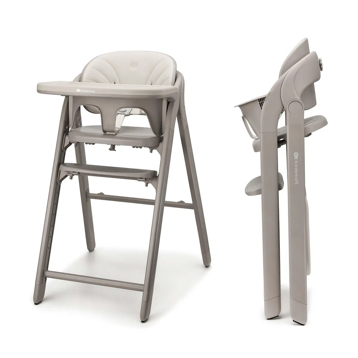 Kinderkraft TINO Seggiolone 3 in 1, Regolabile, Cintura di Sicurezza a 5 Punti, Vassoio Rimovibile, Facile da Pulire, Pieghevole, Adatto a Bambini e Adulti, Beige