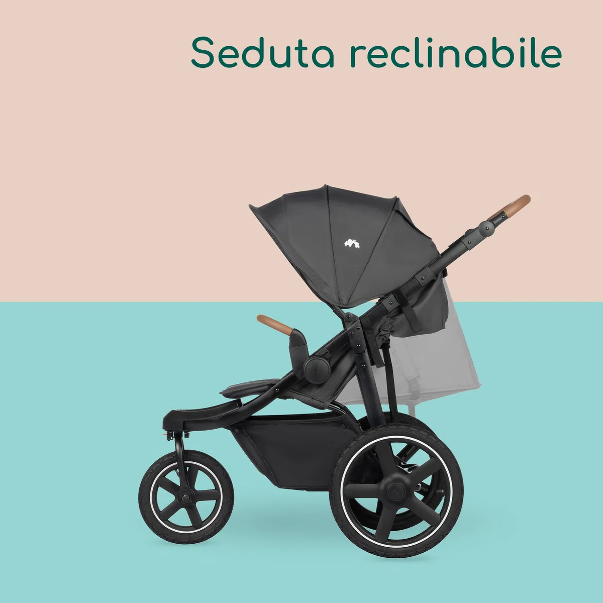 Bebeconfort Cloudy Passeggino Ruote Grandi, 0-4 anni (max.22kg), Reclinabile e Pieghevole, Chiusura Rapida, Corsa 3 Ruote Fuori Strada, Maniglione Regolabile, Mineral Graphite