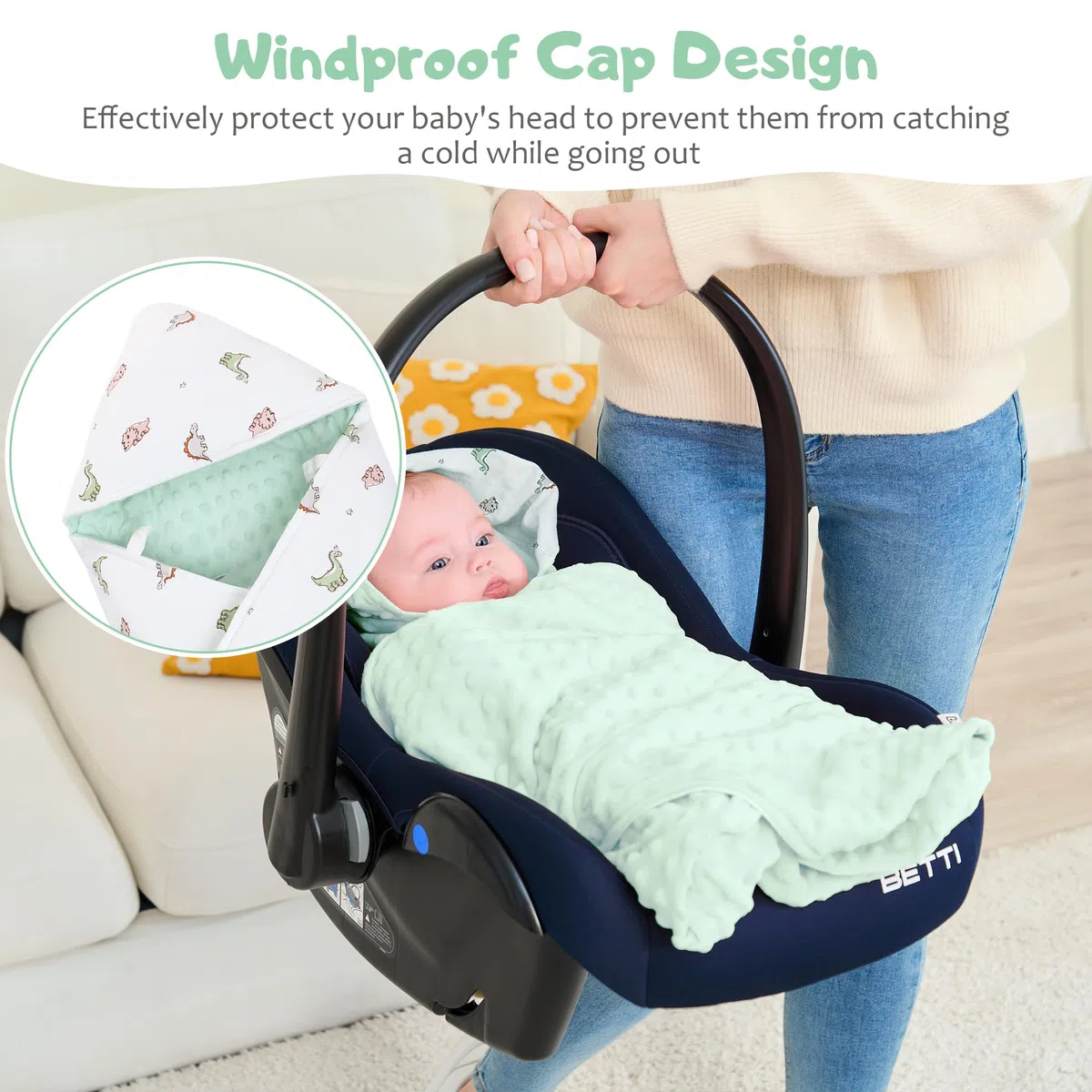 Coperta per Passeggino Universale 90 x 90 cm, Coperta Neonato per Seggiolino Auto, Passeggino, Navicella, con Imbottitura, Adatto per L'autunno e L'inverno