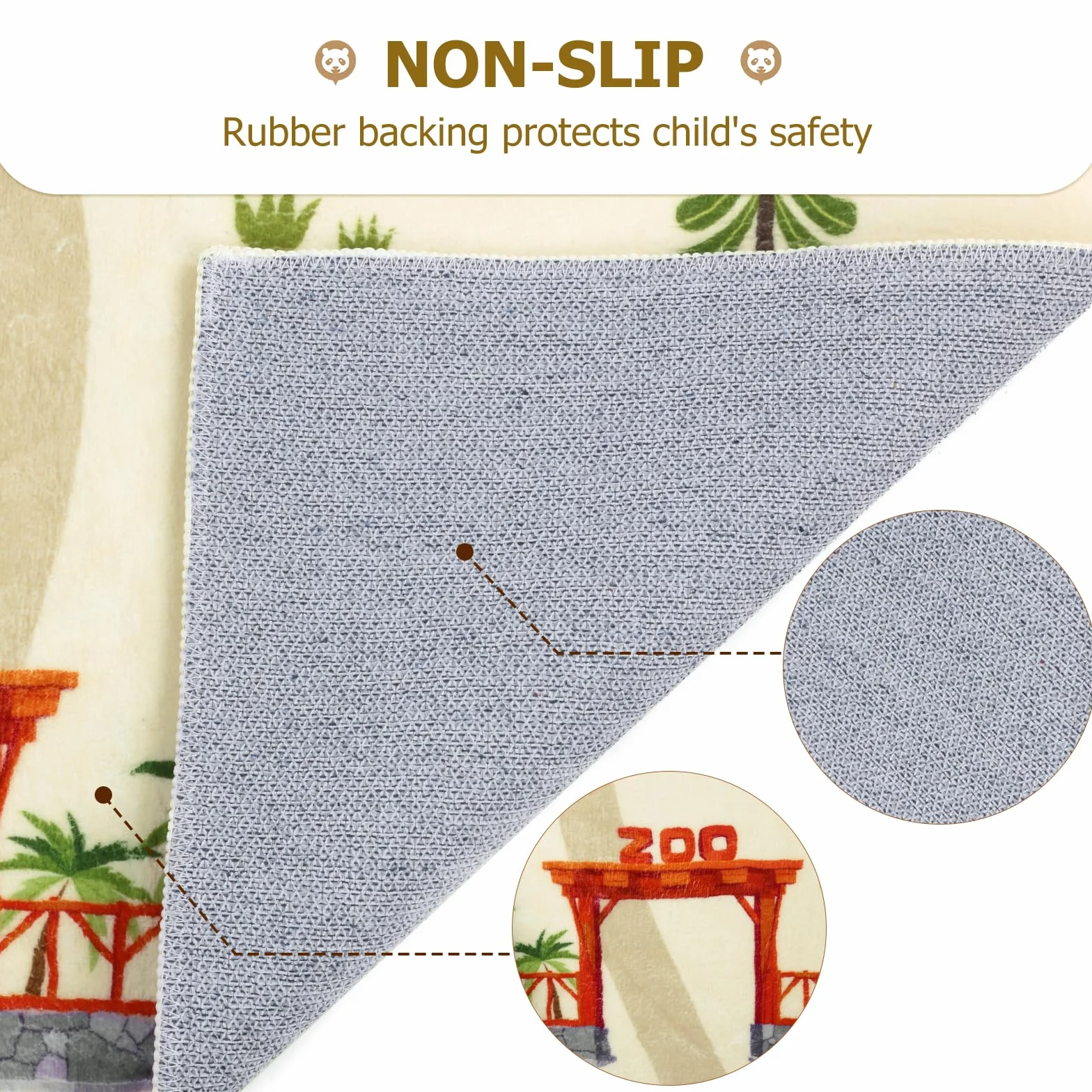 Enyhom Tappeto Bambini Morbido, 100 x 150 cm Antiscivolo Tappeto Cameretta Bambino Lavabile Tappeto per Bambini Auto Motivo Animali Tappeti Bambini per Stanza dei Giochi, Camera Bebe, Stanza Bambini