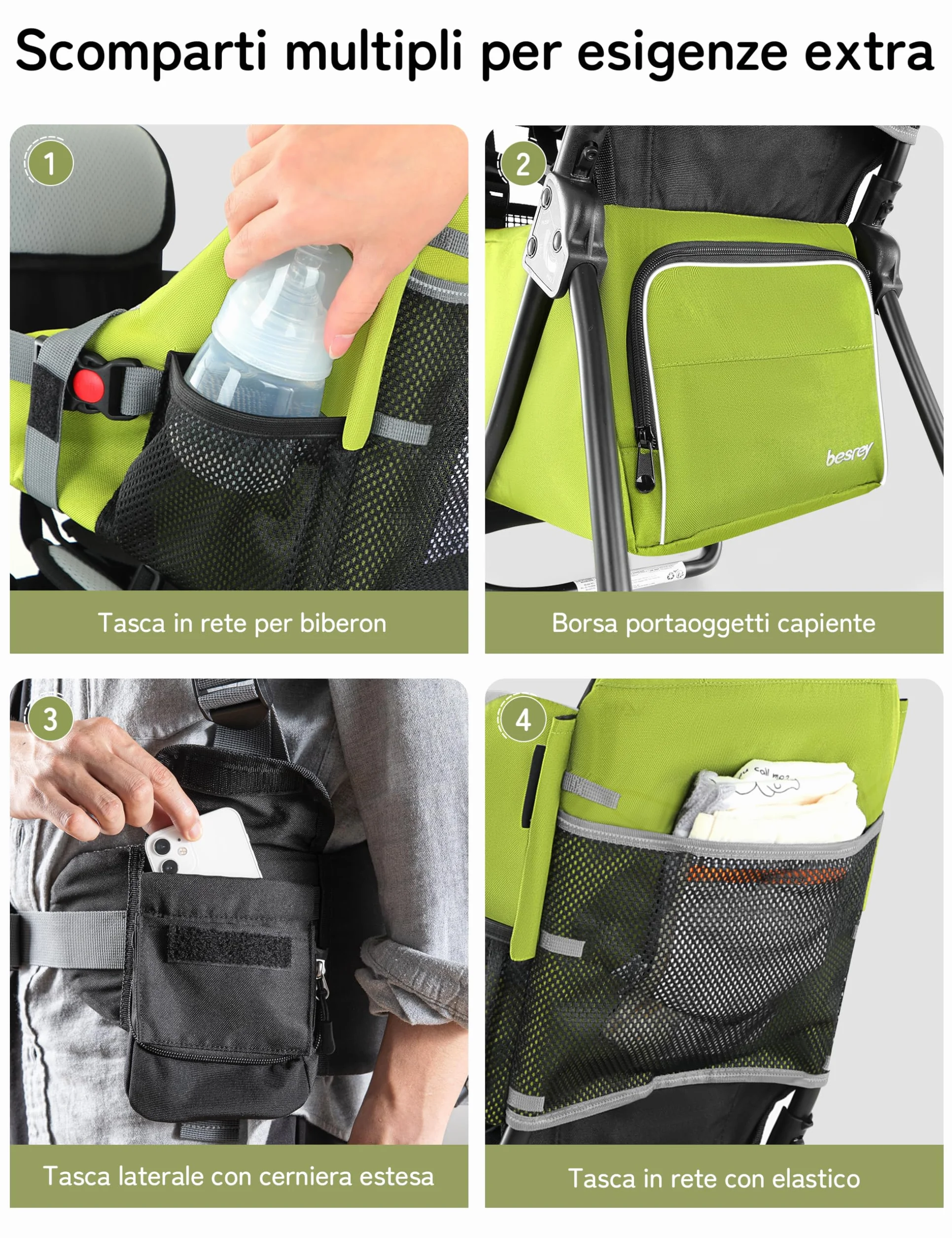 besrey Zaino Porta Bambino Trekking Zaino Porta Bambino Montagna (Verde Chiaro)