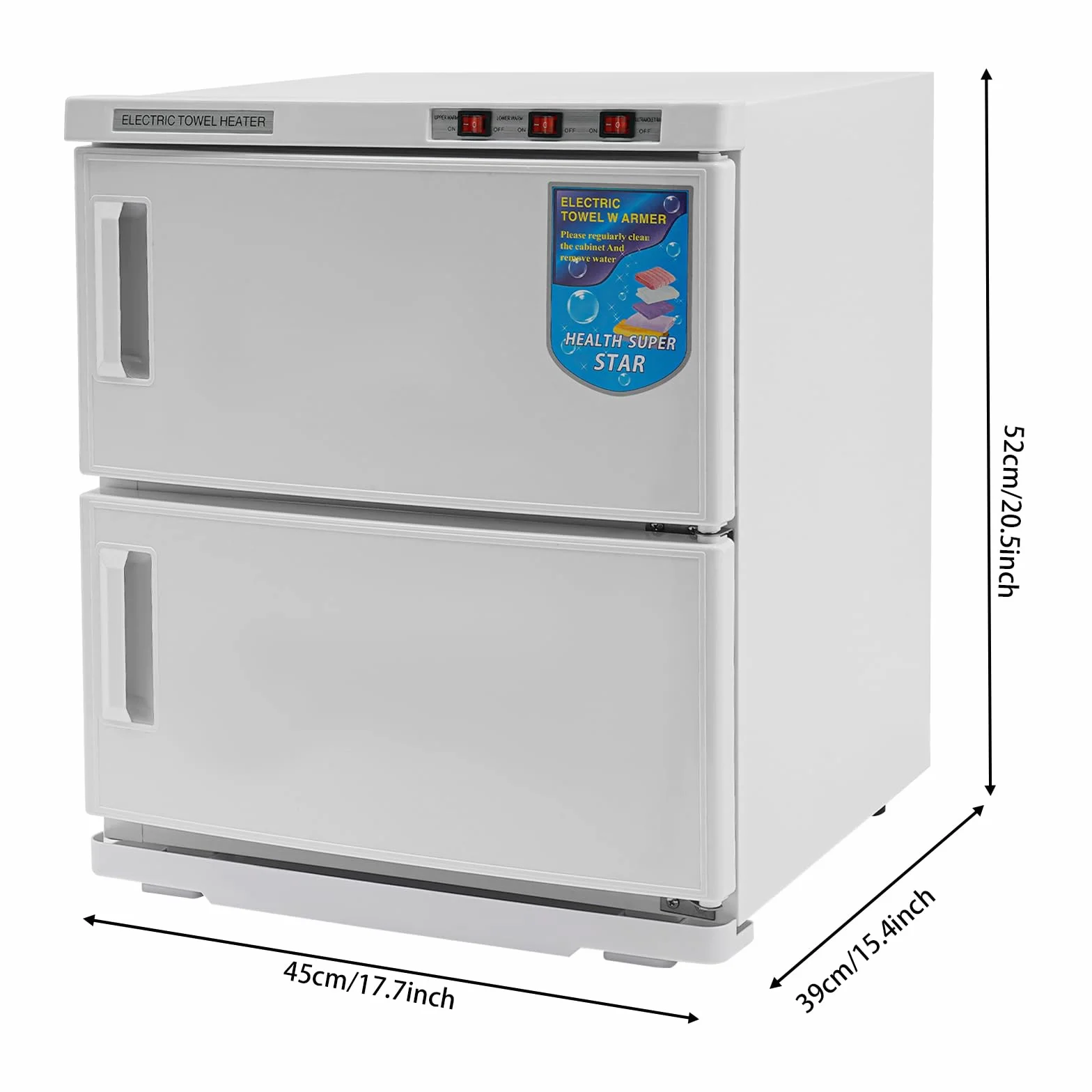 Portasciugamani a 2 porte 50L riscaldatore sterilizzatore UV armadio caldo cosmetici compresse