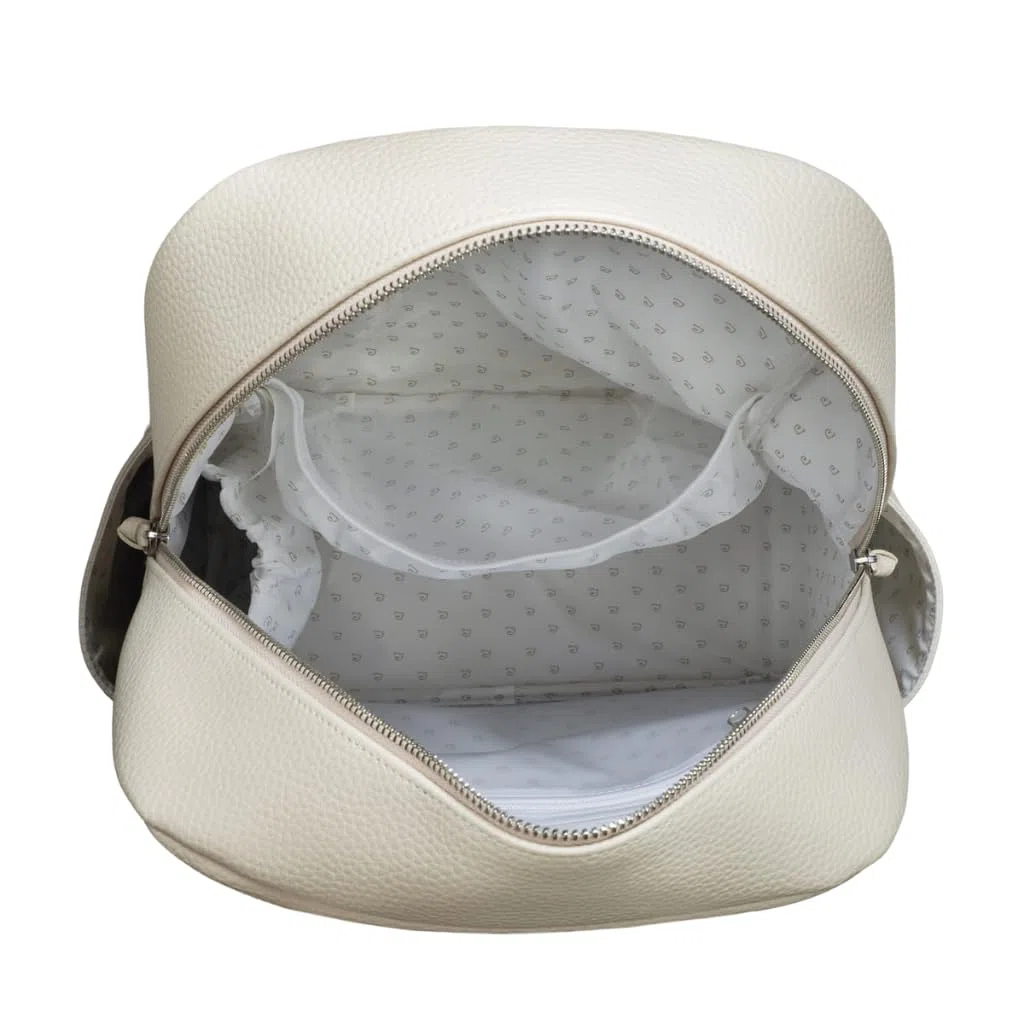 Zaino con fasciatoio passeggino nascita Modello ICON in simil pelle lavabile in lavatrice a 30° in varie colorazioni. Borsa fasciatoio nascita per passeggino (Crema)