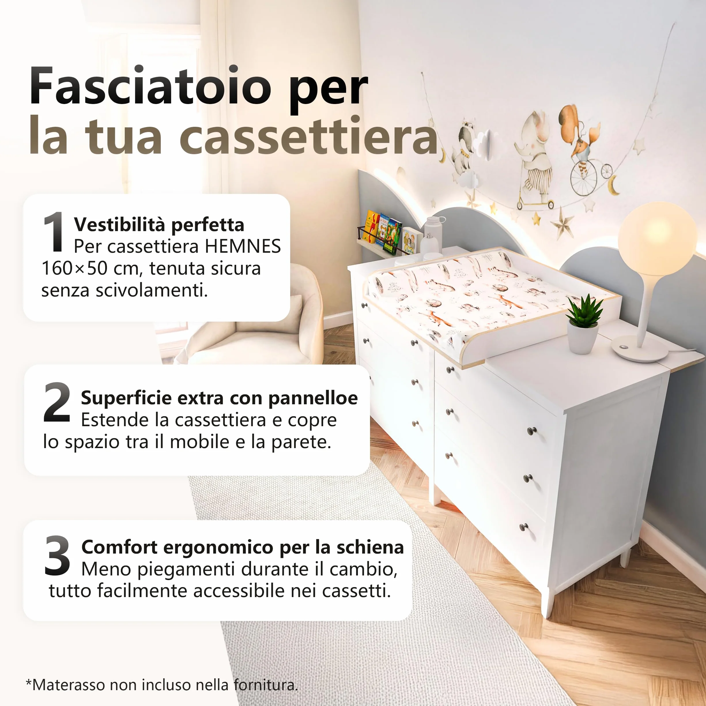 Ikea Materassino per fasciatoio 50 x 160 cm Bianco
