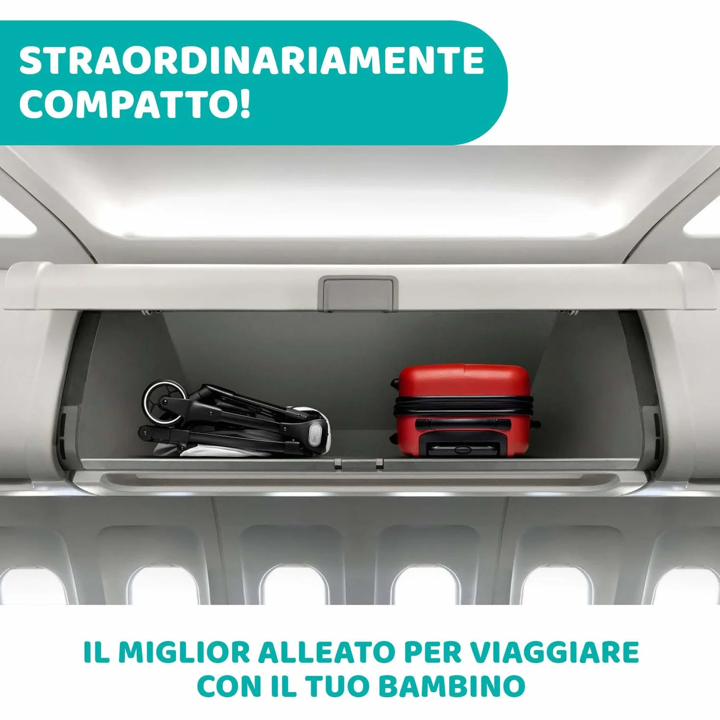 Chicco We Passeggino Leggero e Compatto 0-22 kg Reclinabile Chiusura Una Mano Capotte Parasole Parapioggia Nero