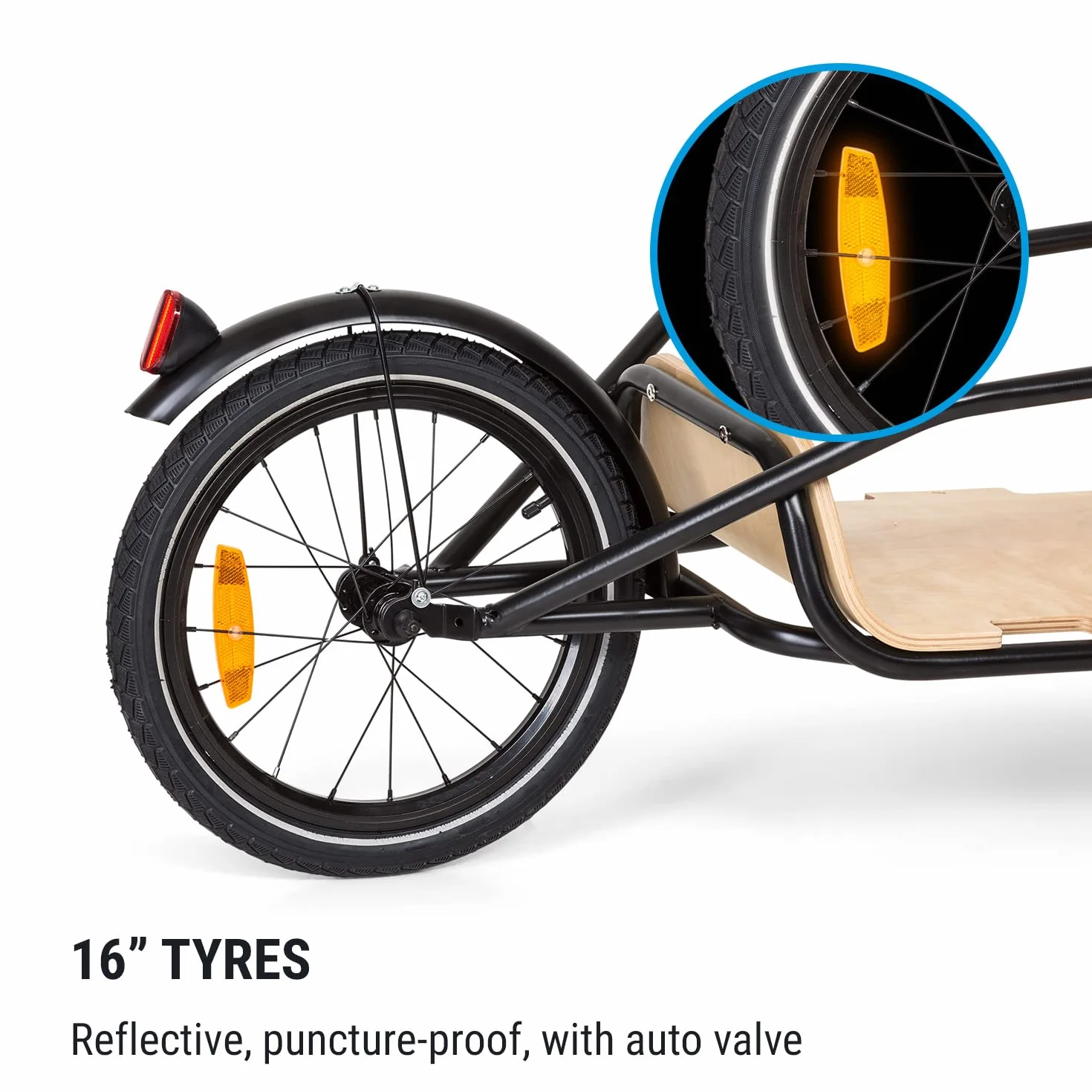 KLARFIT Companion Chaser - Rimorchio da Bici per Carichi fino a max. 30 kg, Cargo Bike con Ruote da 16", Carrello Bici per Bambini, Area Carico in Multiplex di Betulla, con o senza Telaio Superiore