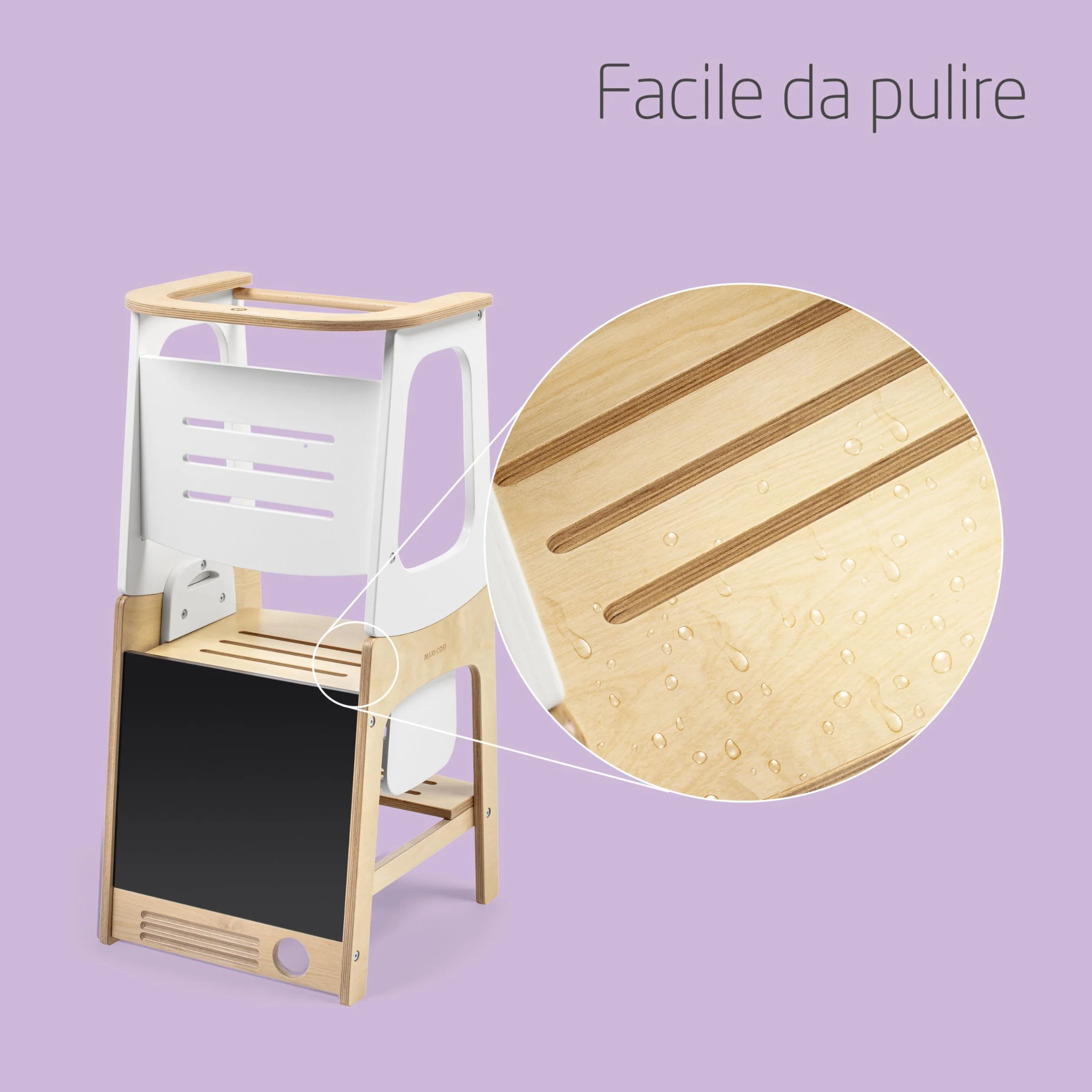 Maxi-Cosi Toucan Torre Montessoriana Bambini in Legno Regolabile in Altezza Convertibile Tavolo Sedia Portata 150kg FSC 100% Natural Wood