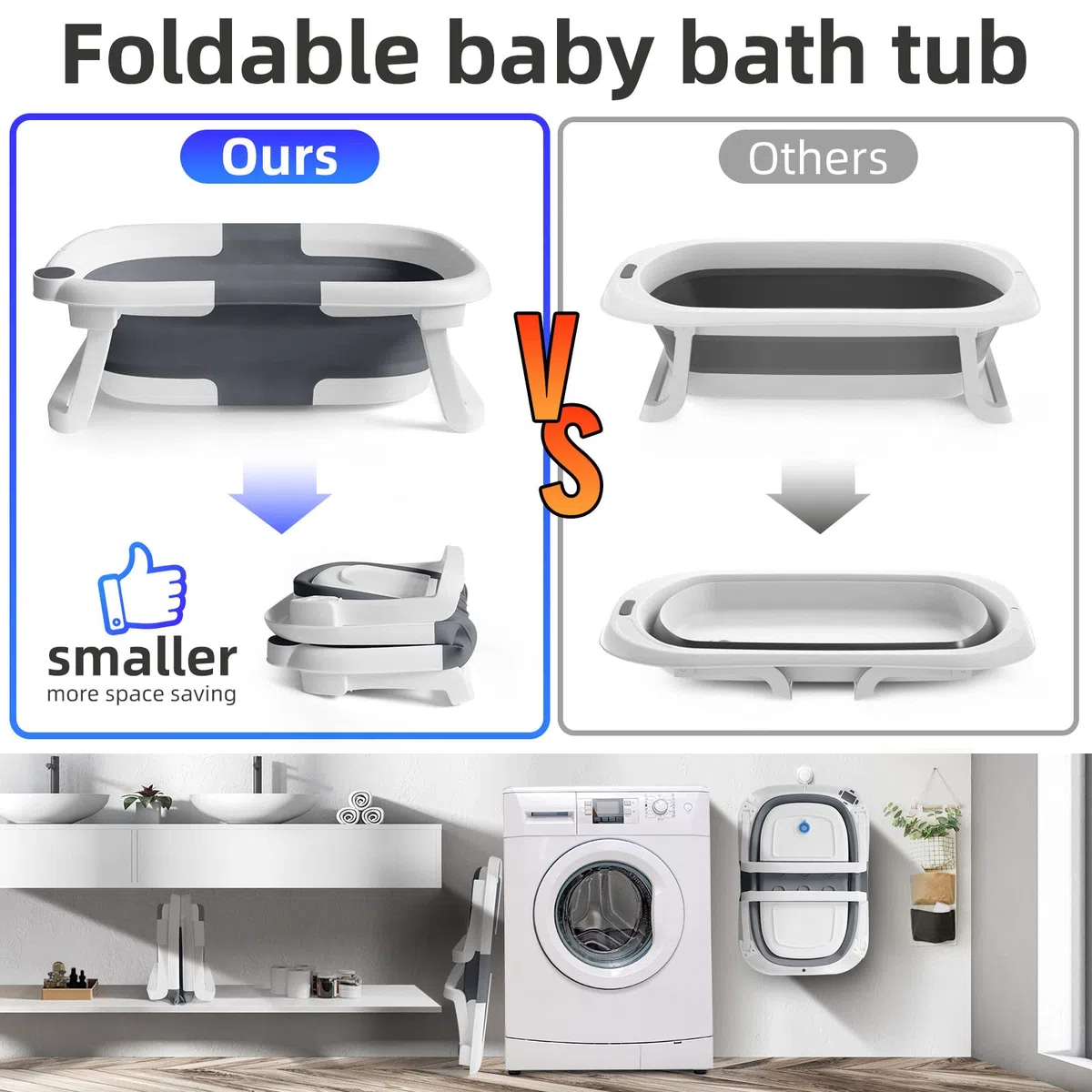 Vaschetta Bagnetto Neonato Pieghevole - Vasca da Bagno Portatile Con Materasso a Cuscino, Antiscivolo per Bambini