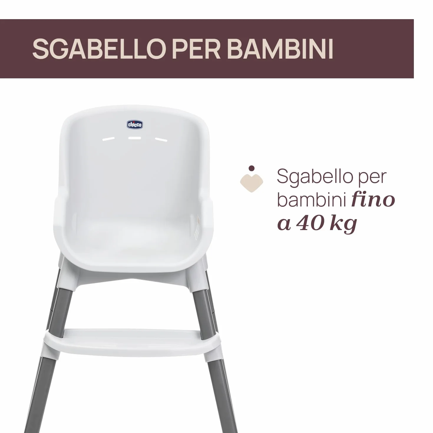 Chicco Seggiolone Evolutivo Pappa per Bambini 6 mesi 40 kg Richiudibile Seduta Lavabile Cintura 5 Punti Vassoio Rimovibile Compatto Leggero
