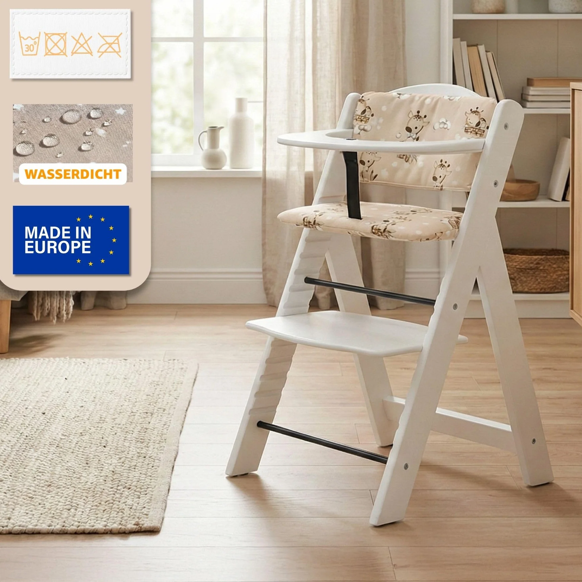 Copri seggiolone pappa universale 2 pezzi per Hauck e Stokke impermeabile Oeko-Tex Safari