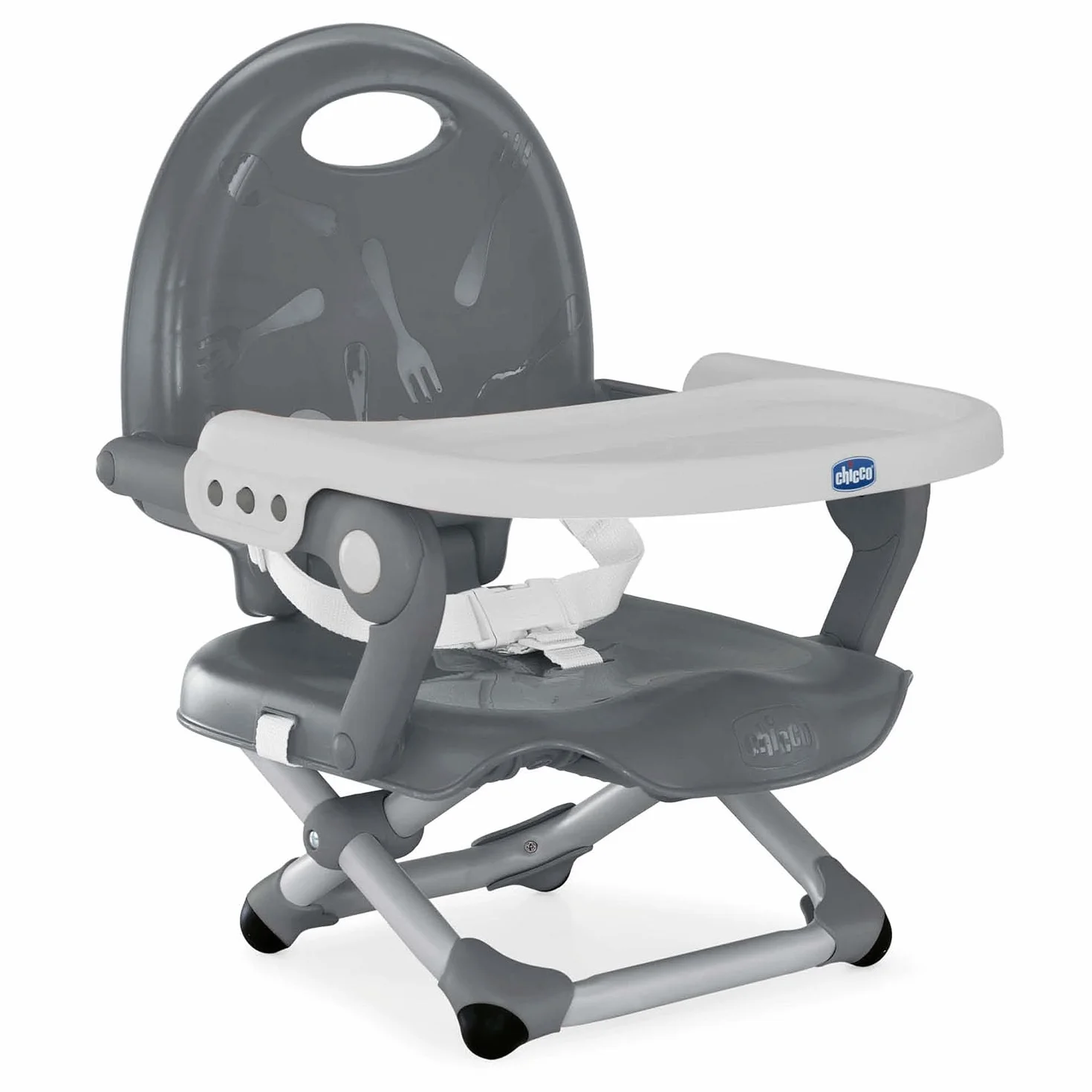Chicco Pocket Snack Rialzo Sedia per Bambini 6 Mesi-3 Anni (15 kg) Seggiolino Pappa Portatile Chiusura Compatta, Grigio