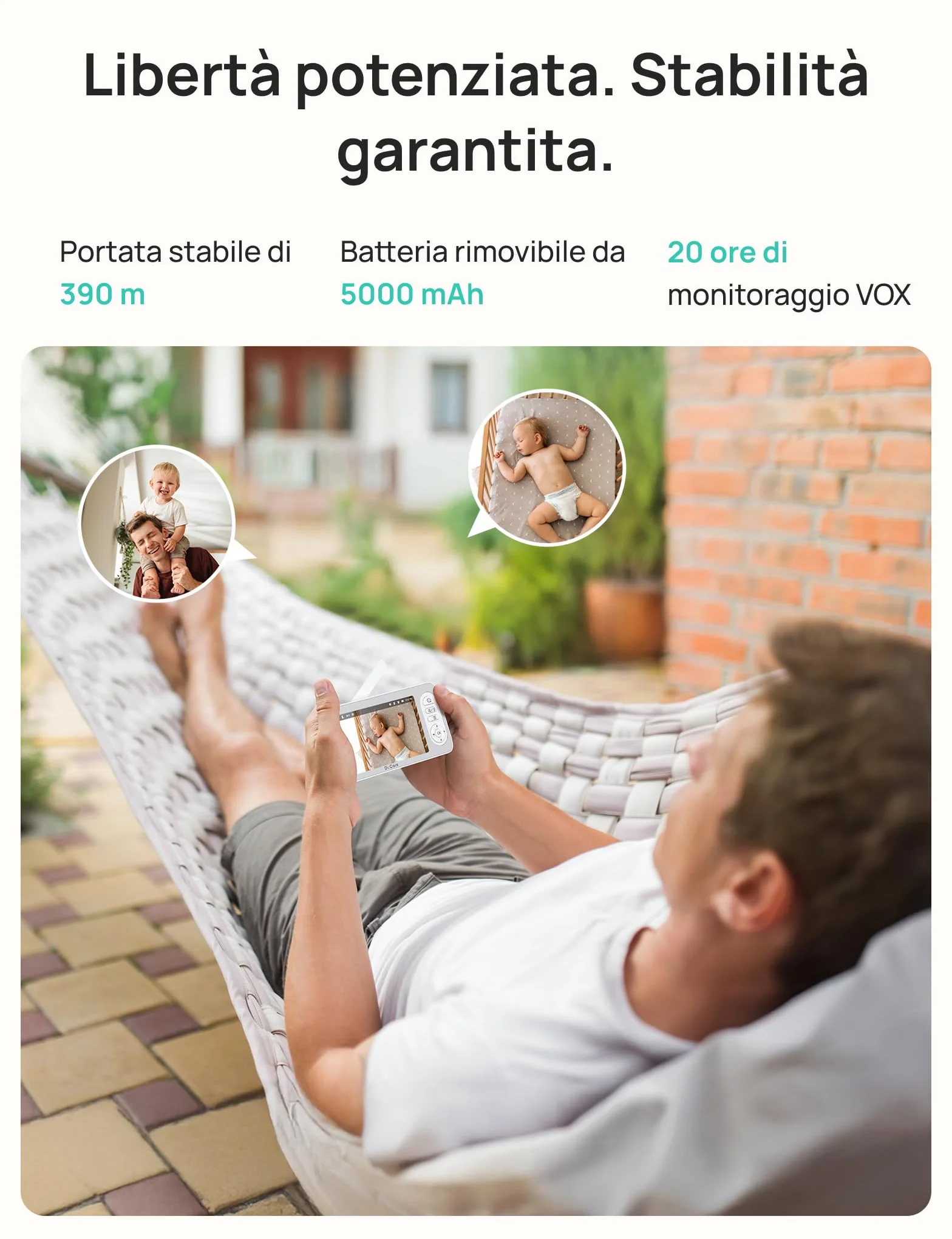 Dr.Care LumiView Plus Baby Monitor WiFi con 2 Telecamere – Schermo 5.5", Telecamera 2K, Modalità Privacy, Batteria Rimovibile 5000mAh, Luce RGB, Allarmi Pianto e Movimento, Visione Notturna HD